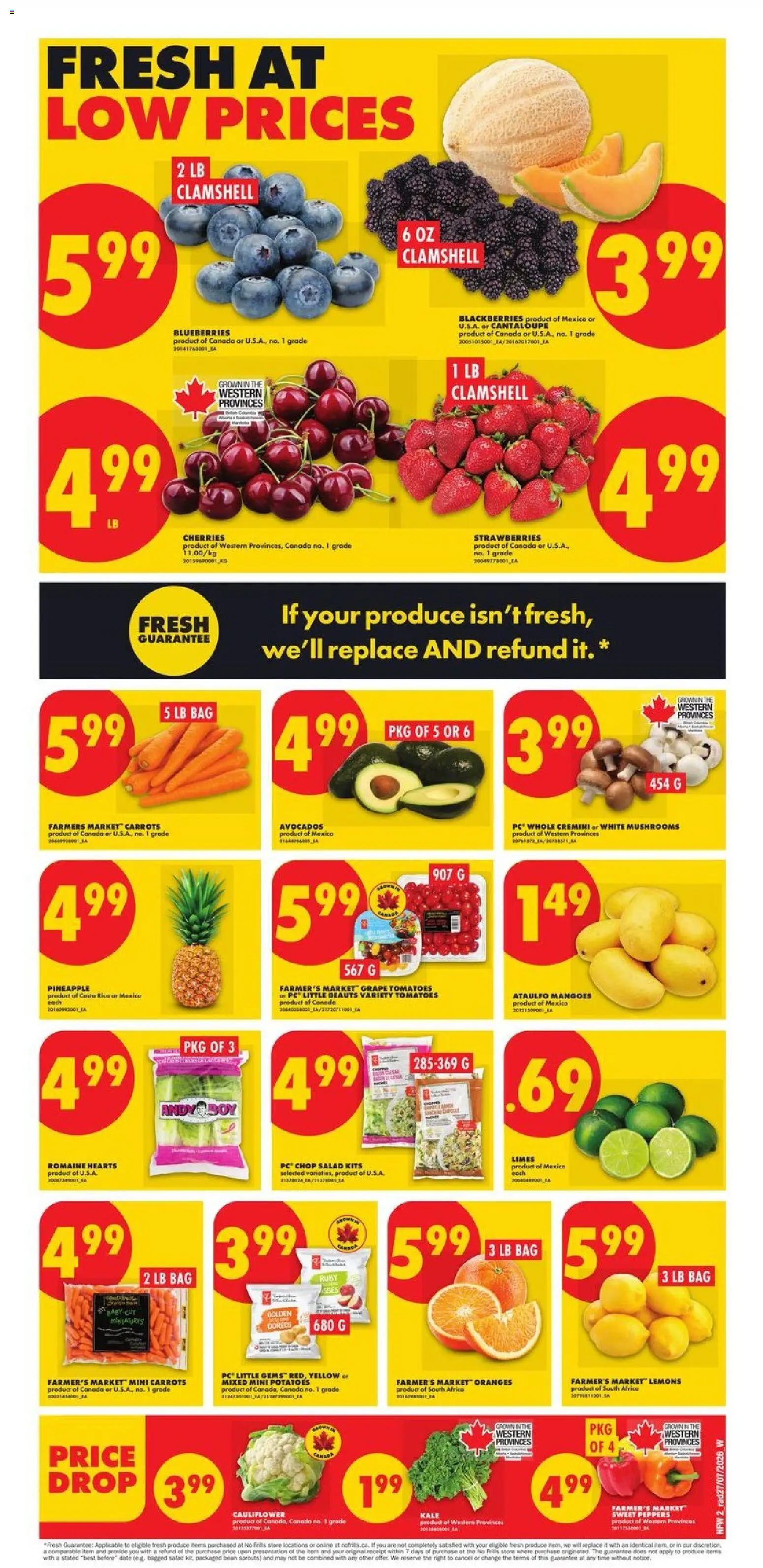 No Frills flyer valid from Jul 30, 2026 | Page: 2 | Products: Salad, Potatoes, Bag, Oranges