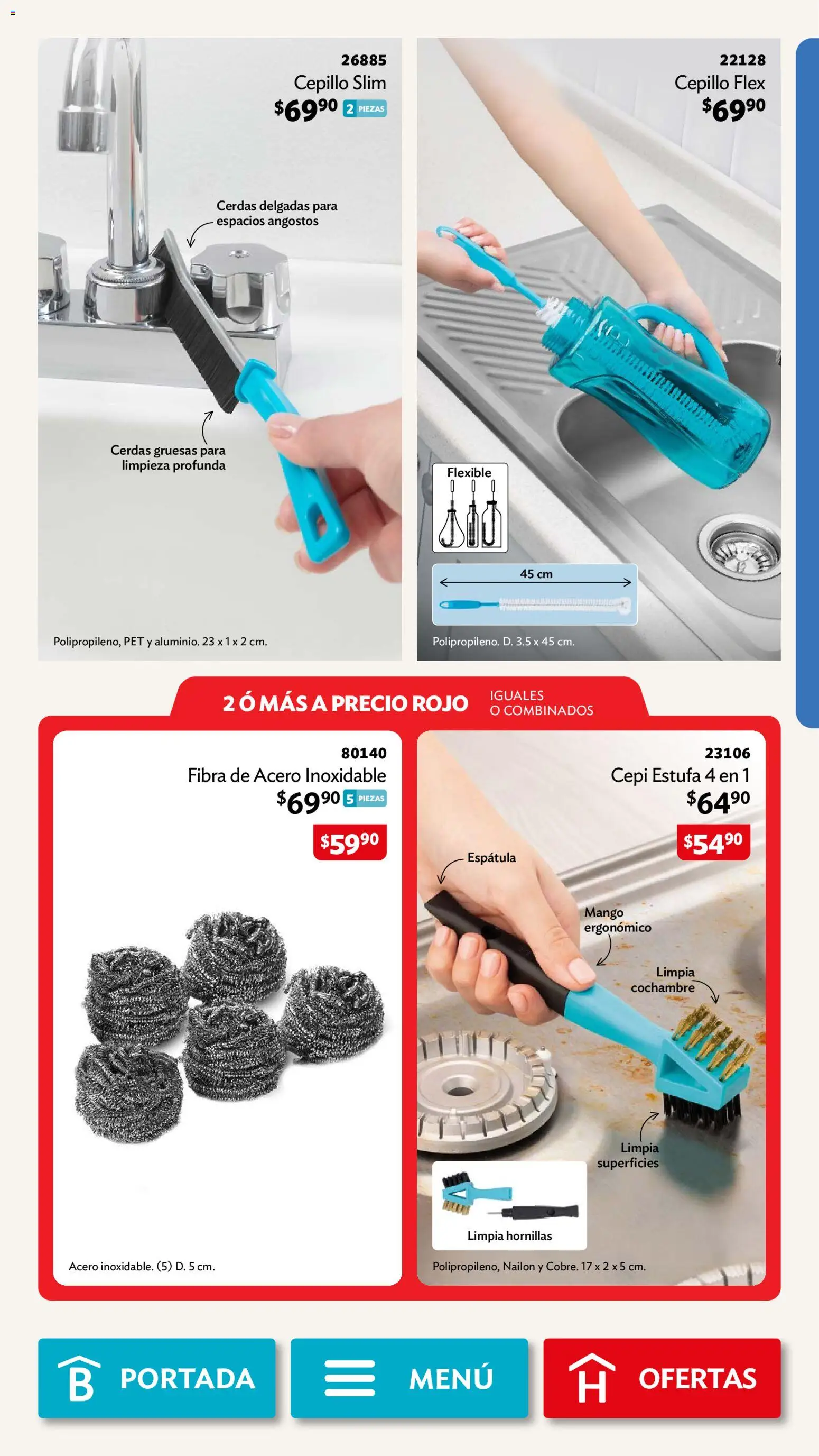 Nuevas ofertas de Betterware válidas en toda la República Mexicana desde el 29/06/2026. ¡Encuentra las mejores ofertas en Betterware campaña 7 2026! | Página: 92 | Productos: Espátula, Cepillo, Mango, Flexible