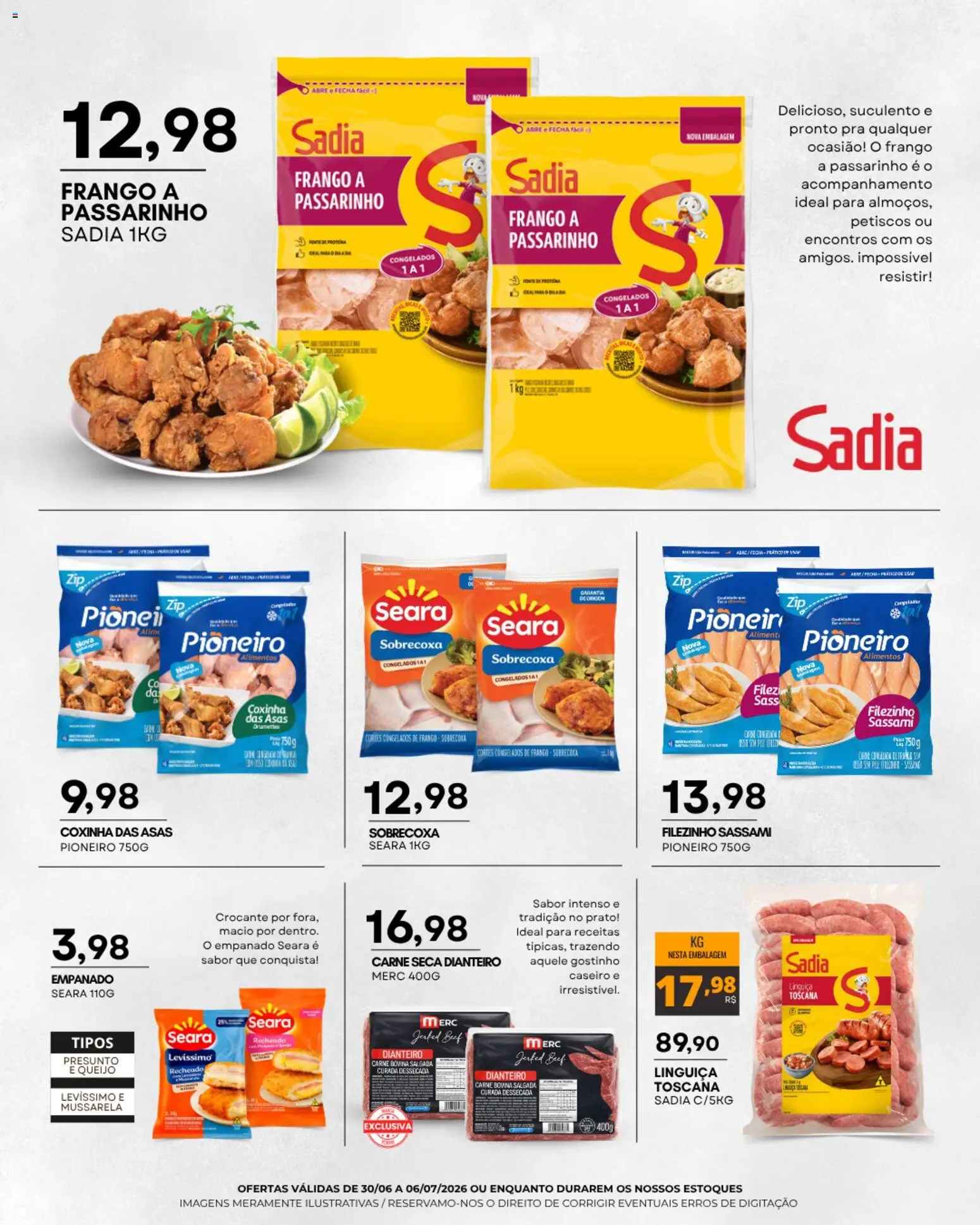 Mercadão Atacadista Folheto - válido de 30/06/2026 | Página: 2 | Produtos: Linguiça, Queijo, Presunto, Frango