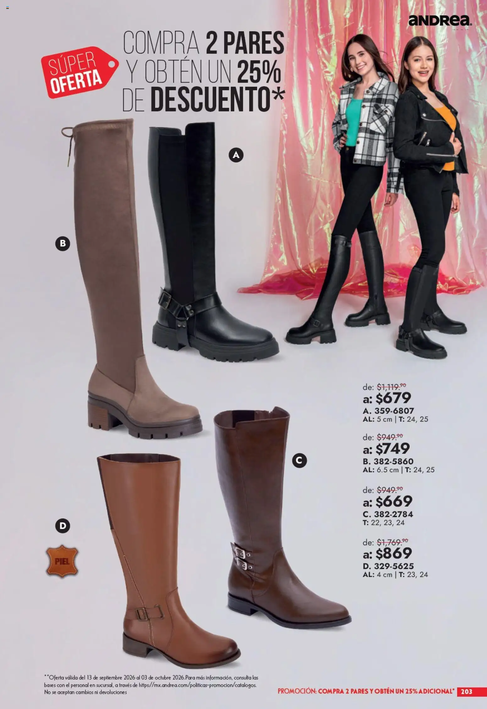 Nuevas ofertas de Andrea válidas en toda la República Mexicana desde el 13/09/2026. ¡Encuentra las mejores ofertas en Andrea catálogo Outlet! | Página: 203