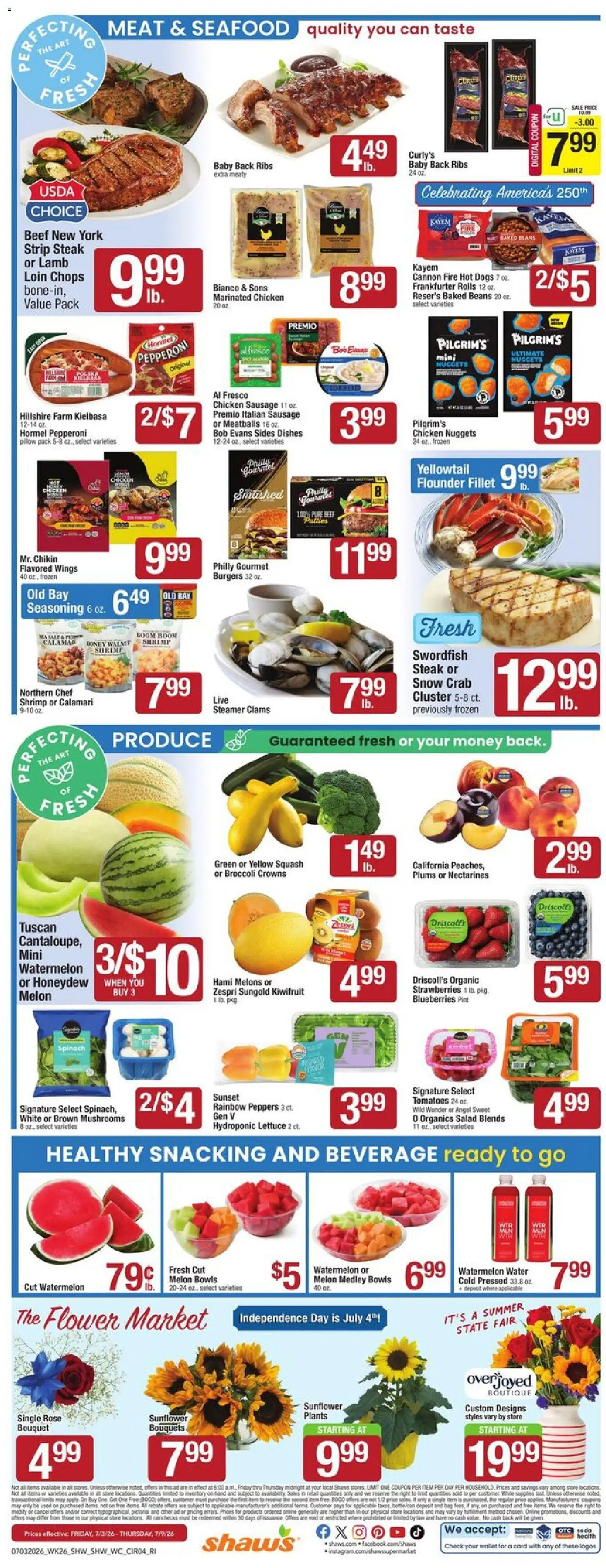 Shaw's Weekly Ad - RI - valid from 07/03/2026 | Page: 4 | Products: Lettuce, Beef, Salad, Wallet