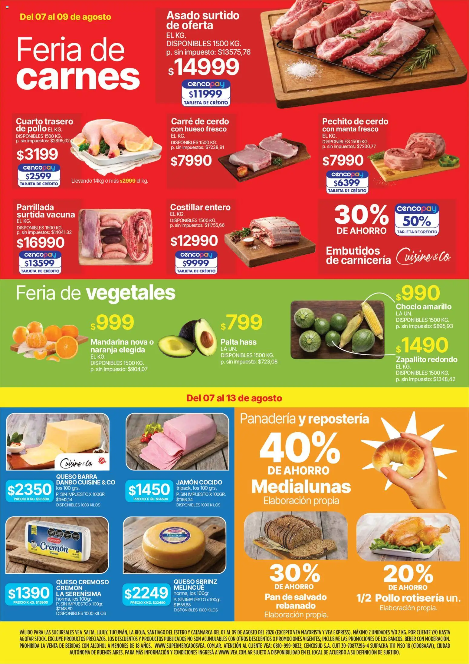 Vea - Fin de semana de ahorro │ válido desde el 07/08/2026 | Página: 2 | Productos: Bebidas, Zapallito, Palta, Alcohol