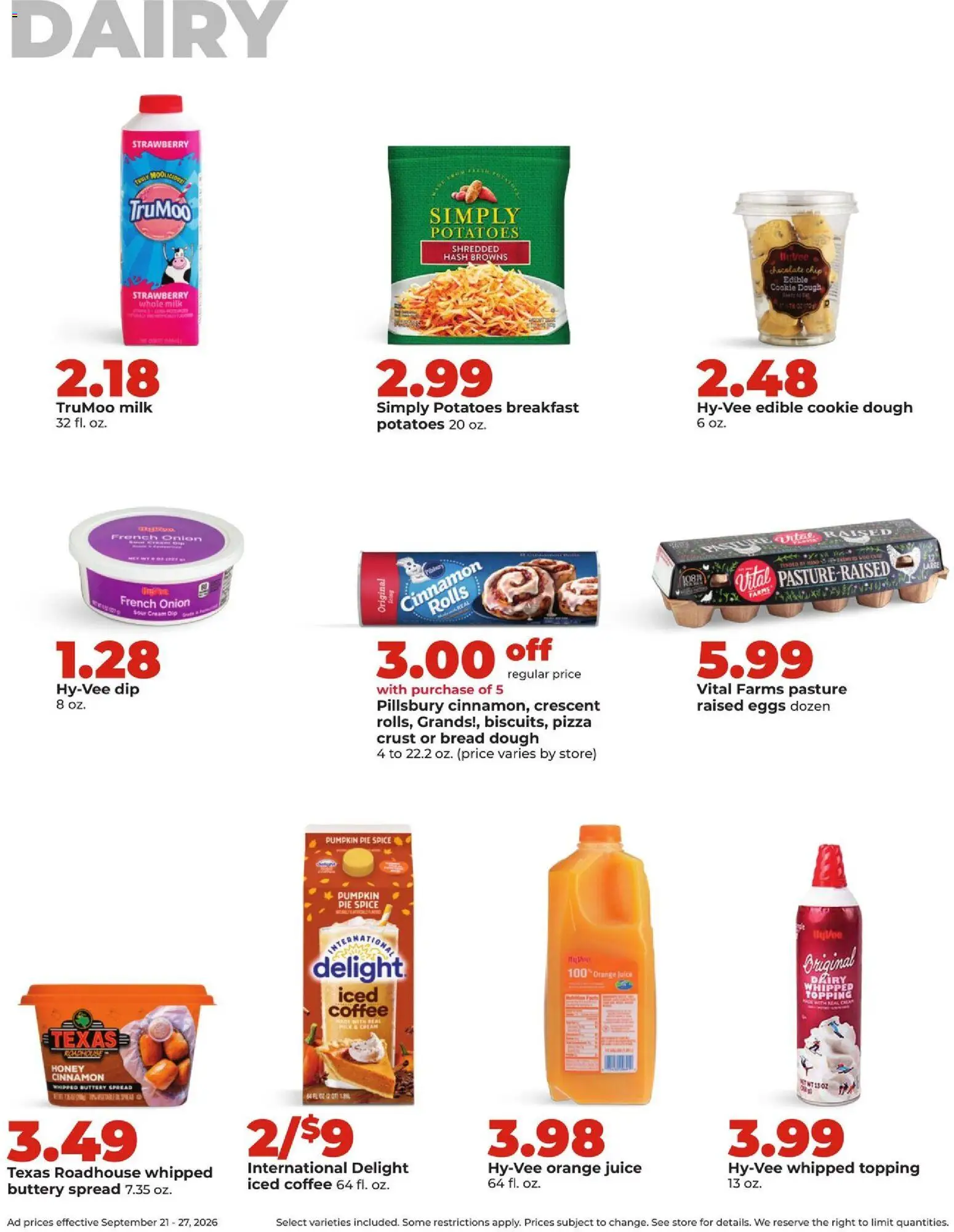 HyVee Weekly Ad - valid from 09/21/2026 | Page: 28 | Products: Potatoes, Whole milk, Iced coffee, Chocolate Chip