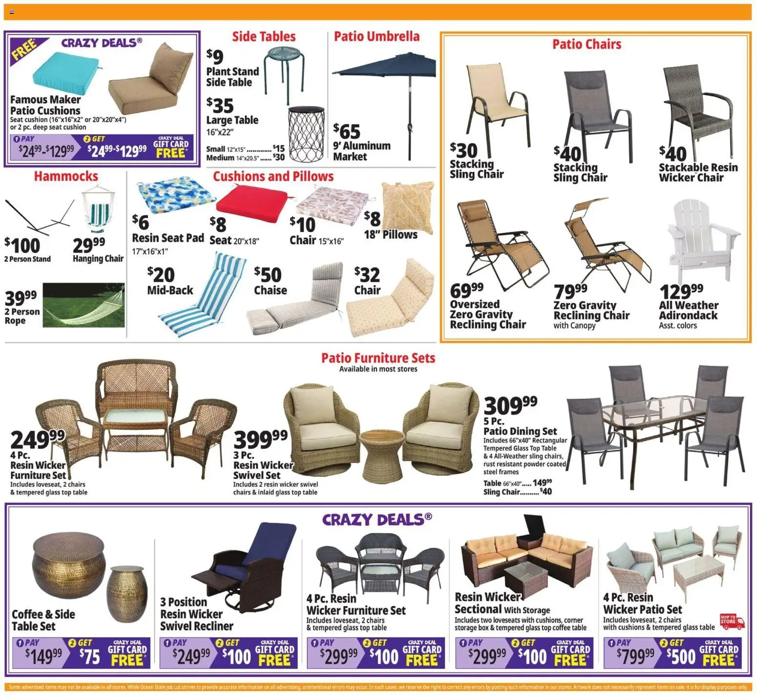 Ocean State Job Lot Weekly Ad - valid from 08/20/2026 | Page: 6 | Products: Dining set, Patio umbrella, Sectional, Cushion