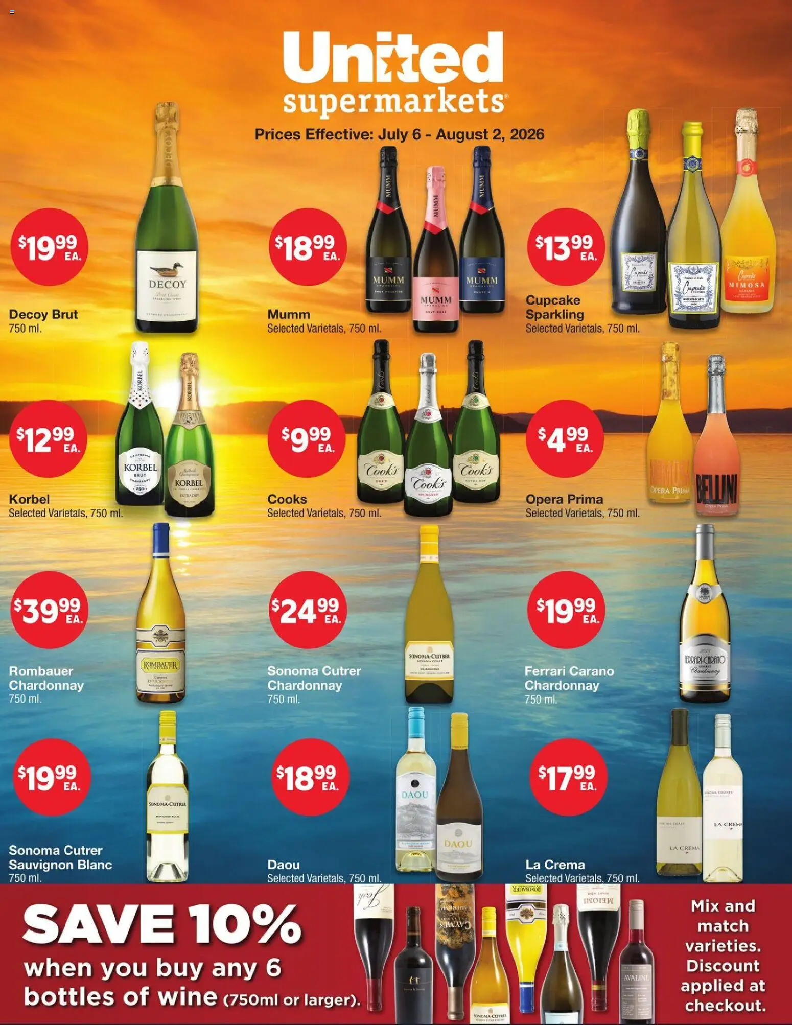 United Supermarkets Alcohol Flyer - valid from 07/06/2026 | Page: 1 | Products: Wine, Cupcake