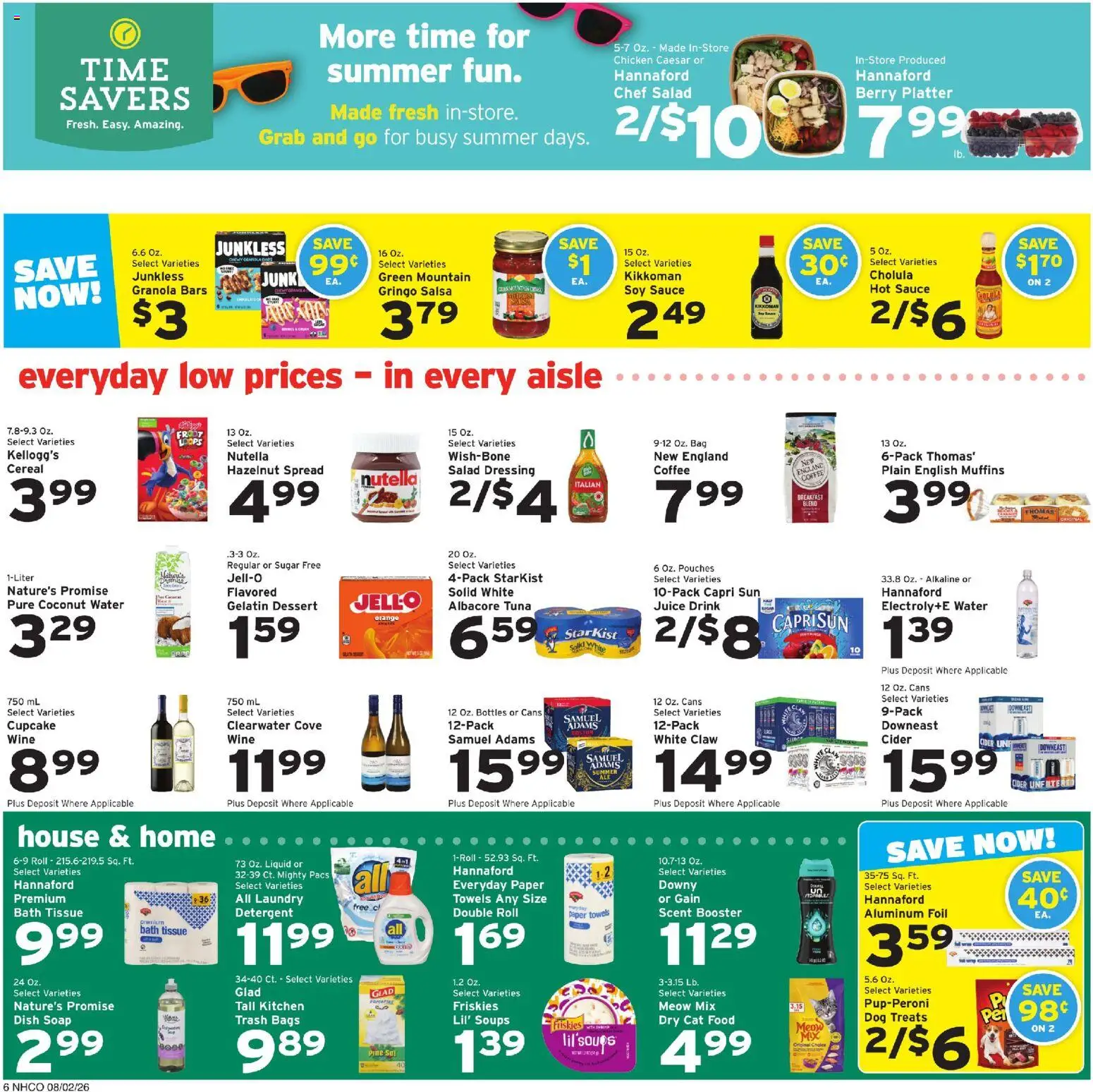 Hannaford Weekly Flyer - valid from 08/02/2026 | Page: 10 | Products: Cider, Juice, Water, Sauce