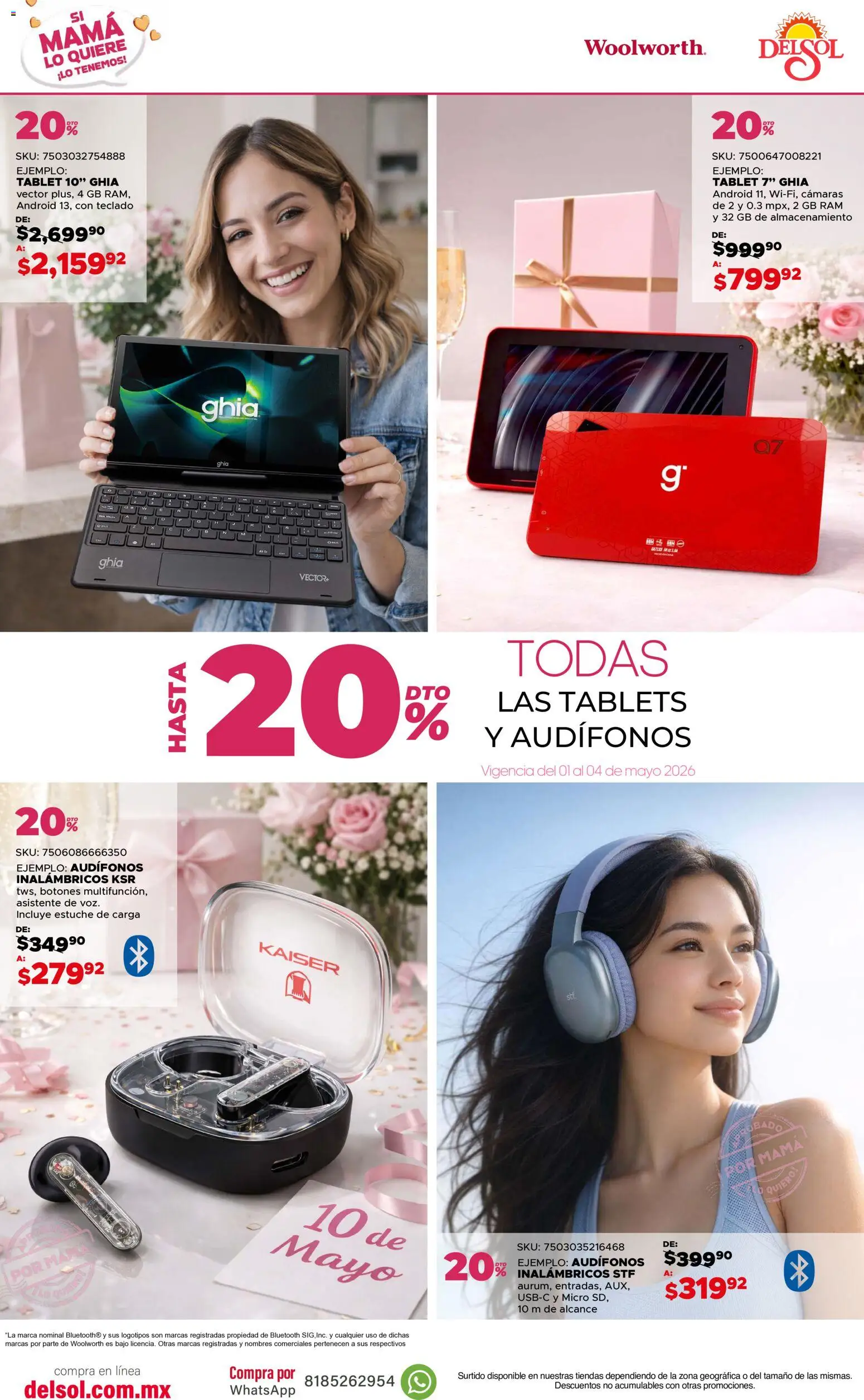 Nuevas ofertas de Del Sol y Woolworth válidas en toda la República Mexicana desde el 01.05.2026. ¡Encuentra las mejores ofertas en Del Sol y Woolworth catálogo! | Página: 14 | Productos: Estuche, Tablet, Audífonos, Teclado