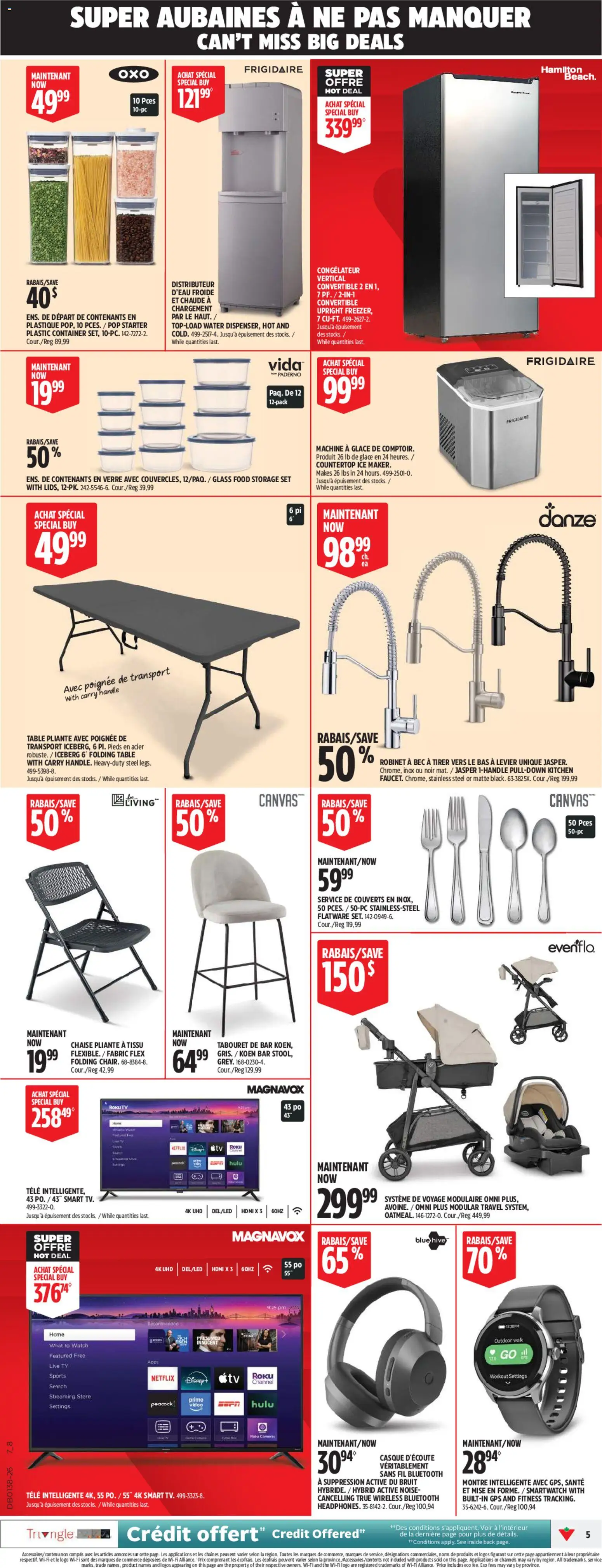 Canadian Tire flyer valid from Sep 17, 2026 | Page: 7 | Products: Watch, Tv, Smartwatch, Table