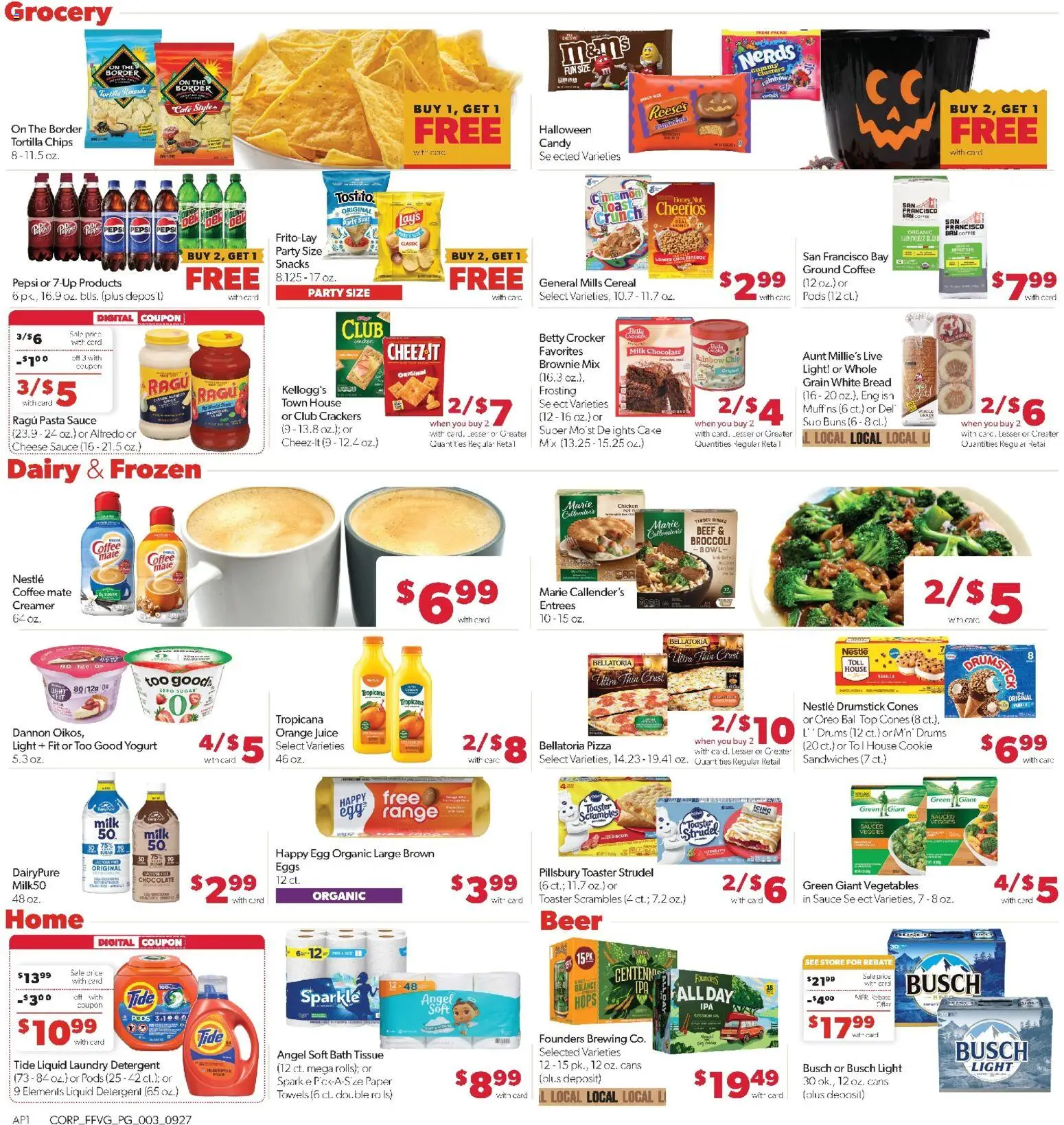 Family Fare Weekly Ad - valid from 09/27/2026 | Page: 3 | Products: Coffee, Pizza, Cereal, Muffins