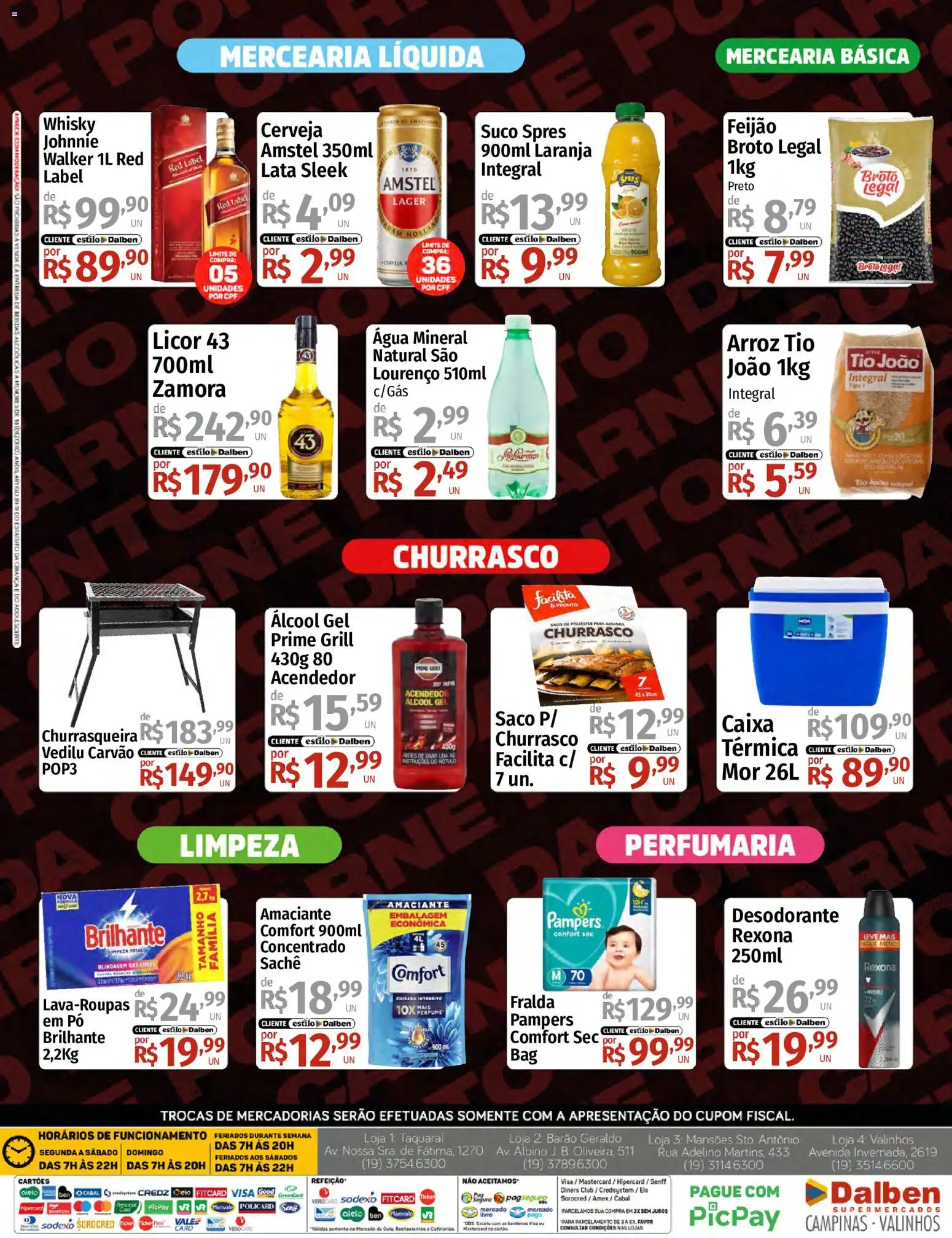 Supermercado Dalben Folheto - válido de 17.06.2026 | Página: 4 | Produtos: Licor 43, Cerveja, Rexona, Amaciante
