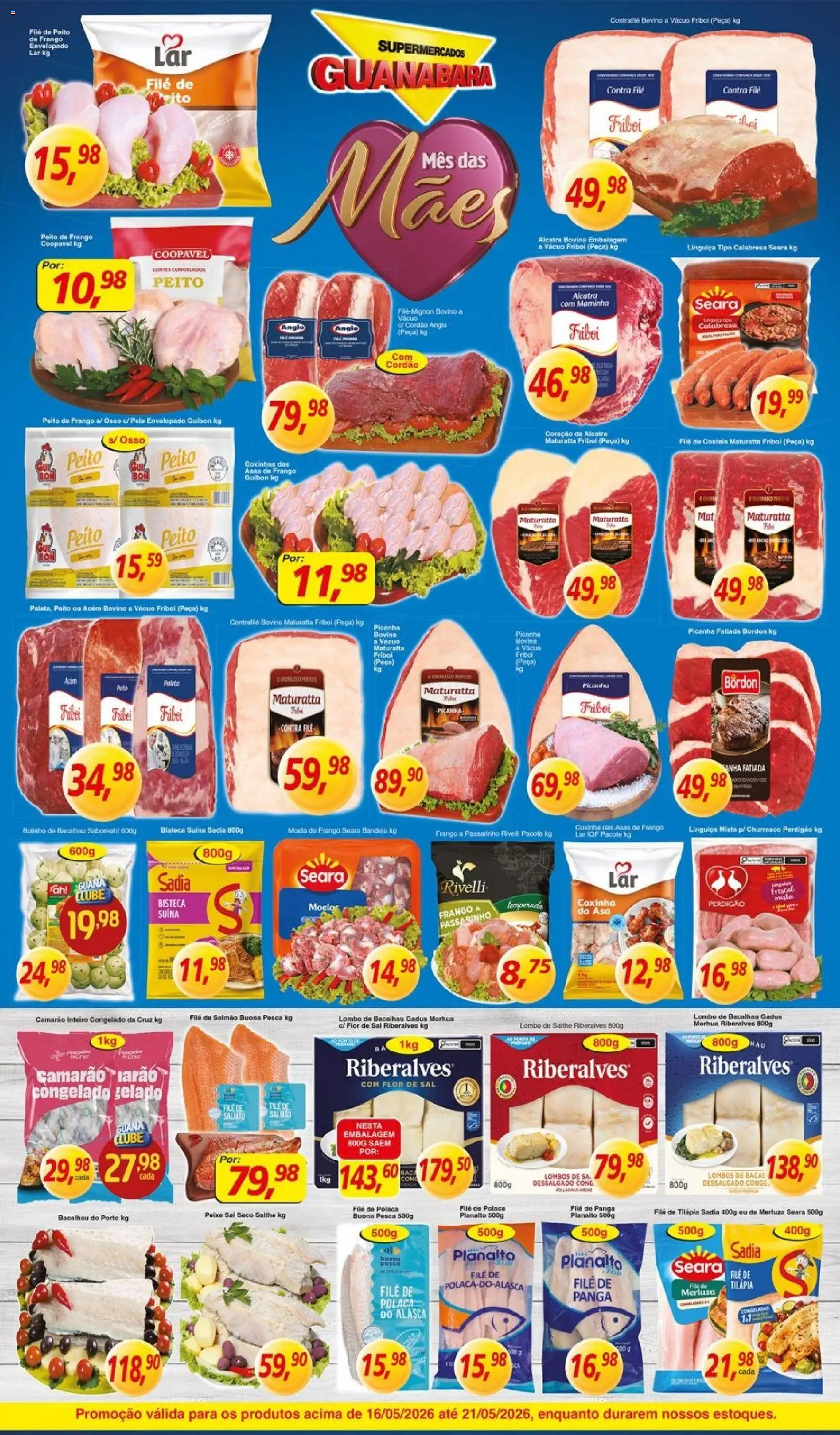 Supermercados Guanabara Folheto - válido de 16.05.2026 | Página: 7 | Produtos: Salmão, Maminha, File de polaca, Peito de frango