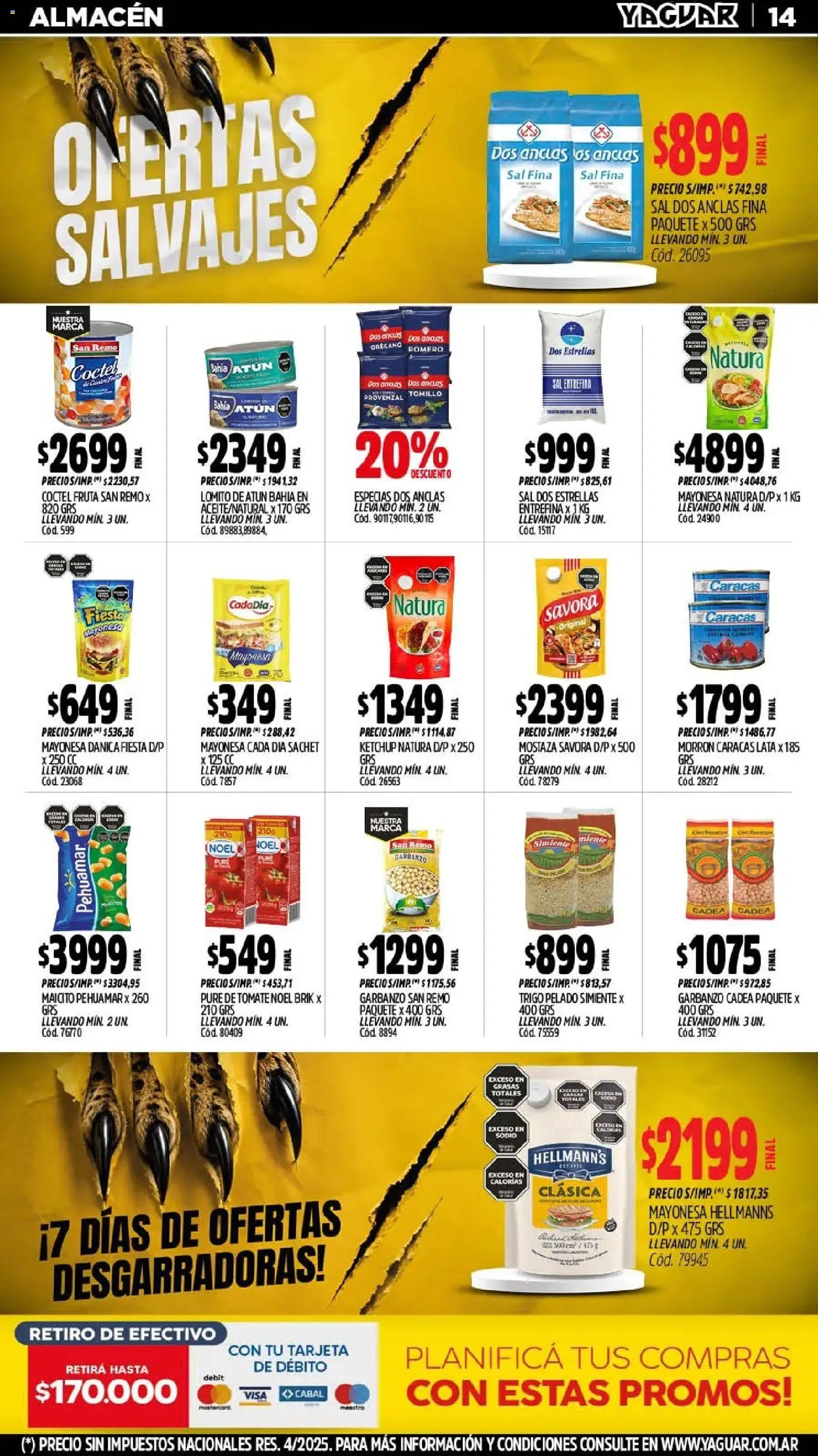Yaguar - Oferta Semanal Mendoza │ válido desde el 03/08/2026 | Página: 14 | Productos: Mayonesa, Tomate, Orégano, Provenzal