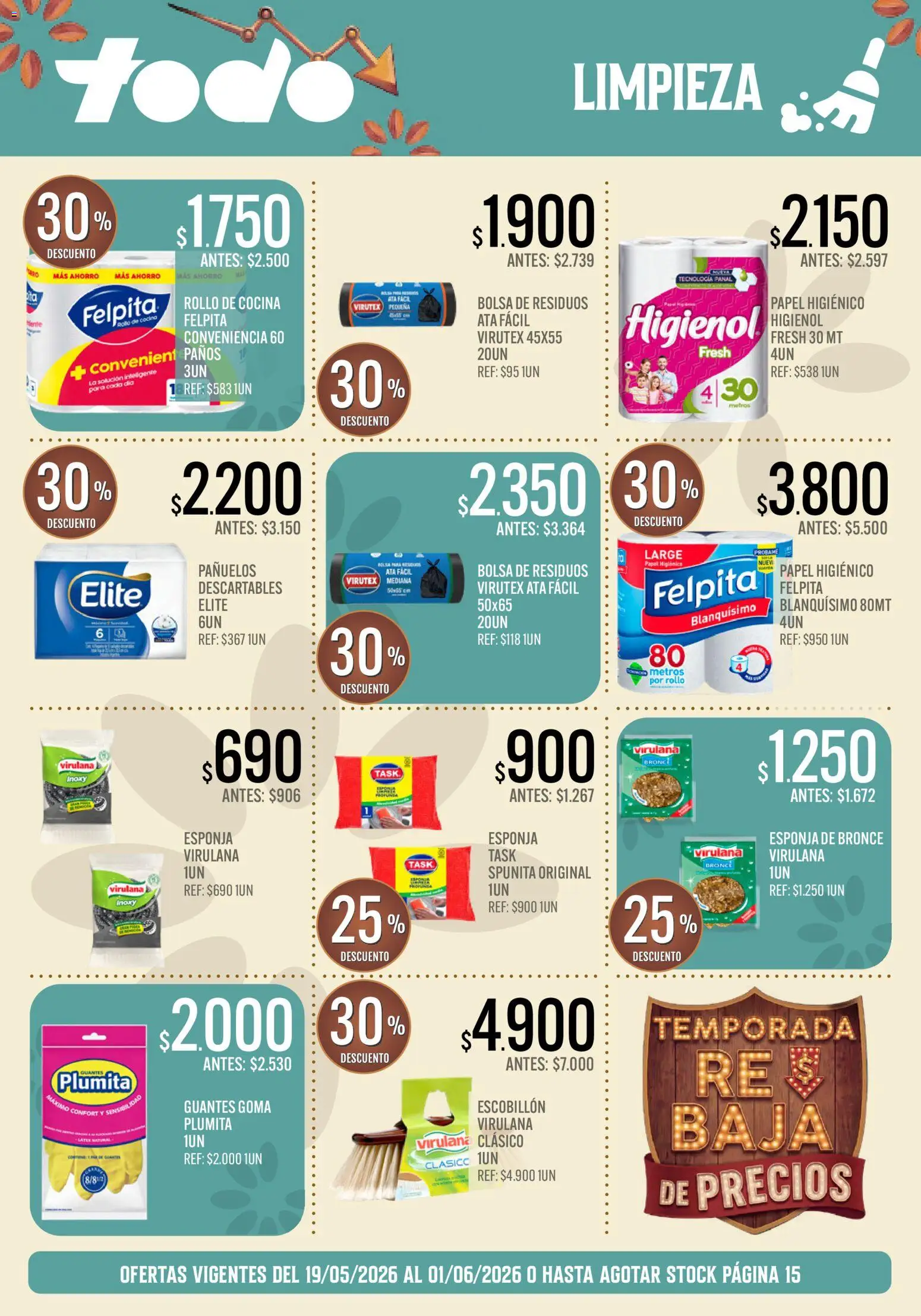 Supermercados TODO - Ofertas │ válido desde el 19.05.2026 | Página: 16 | Productos: Bolsa, Cocina, Esponja, Escobillon