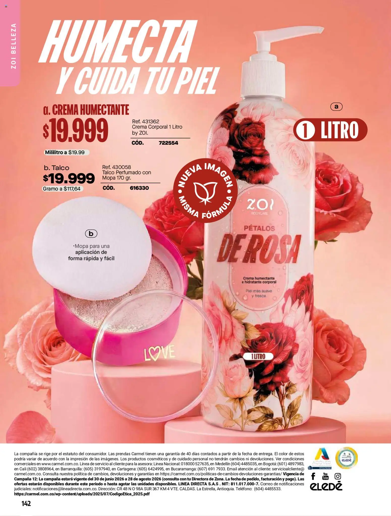 Carmel revista - valida desde el 01/07/2026 | Página: 142 | Productos: Crema, Teléfono