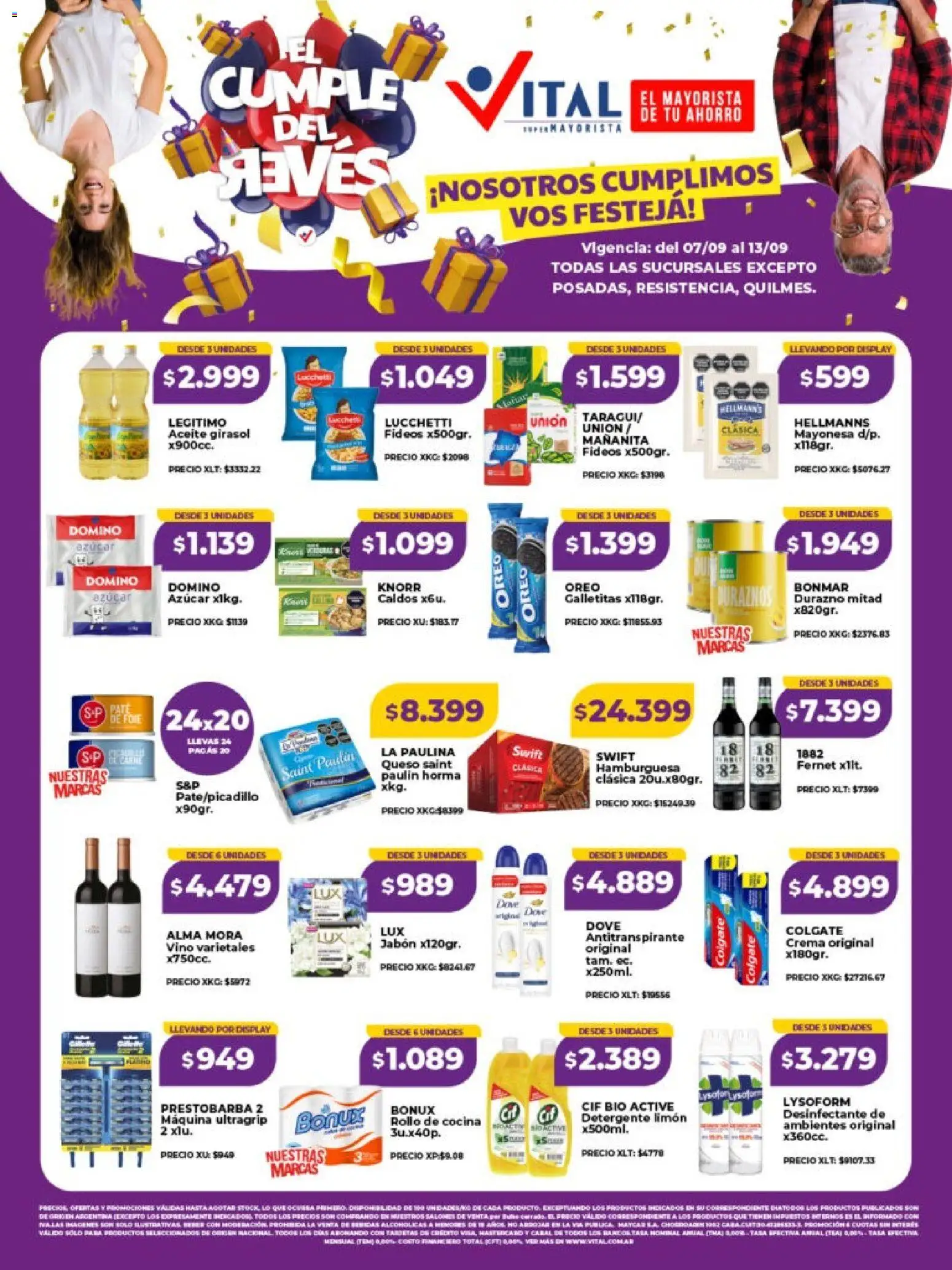 Vital - Ofertas │ válido desde el 07/09/2026 | Página: 1 | Productos: Mayonesa, Fernet, Paté, Fideos