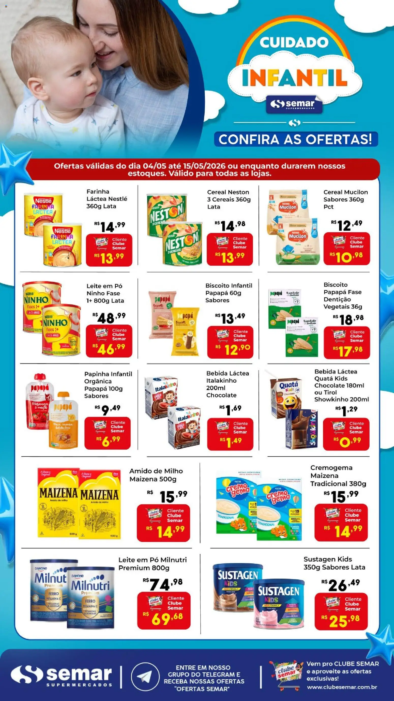 Semar Supermercado Folheto - válido de 04.05.2026 | Página: 1 | Produtos: Pó, Farinha láctea, Leite, Mucilon