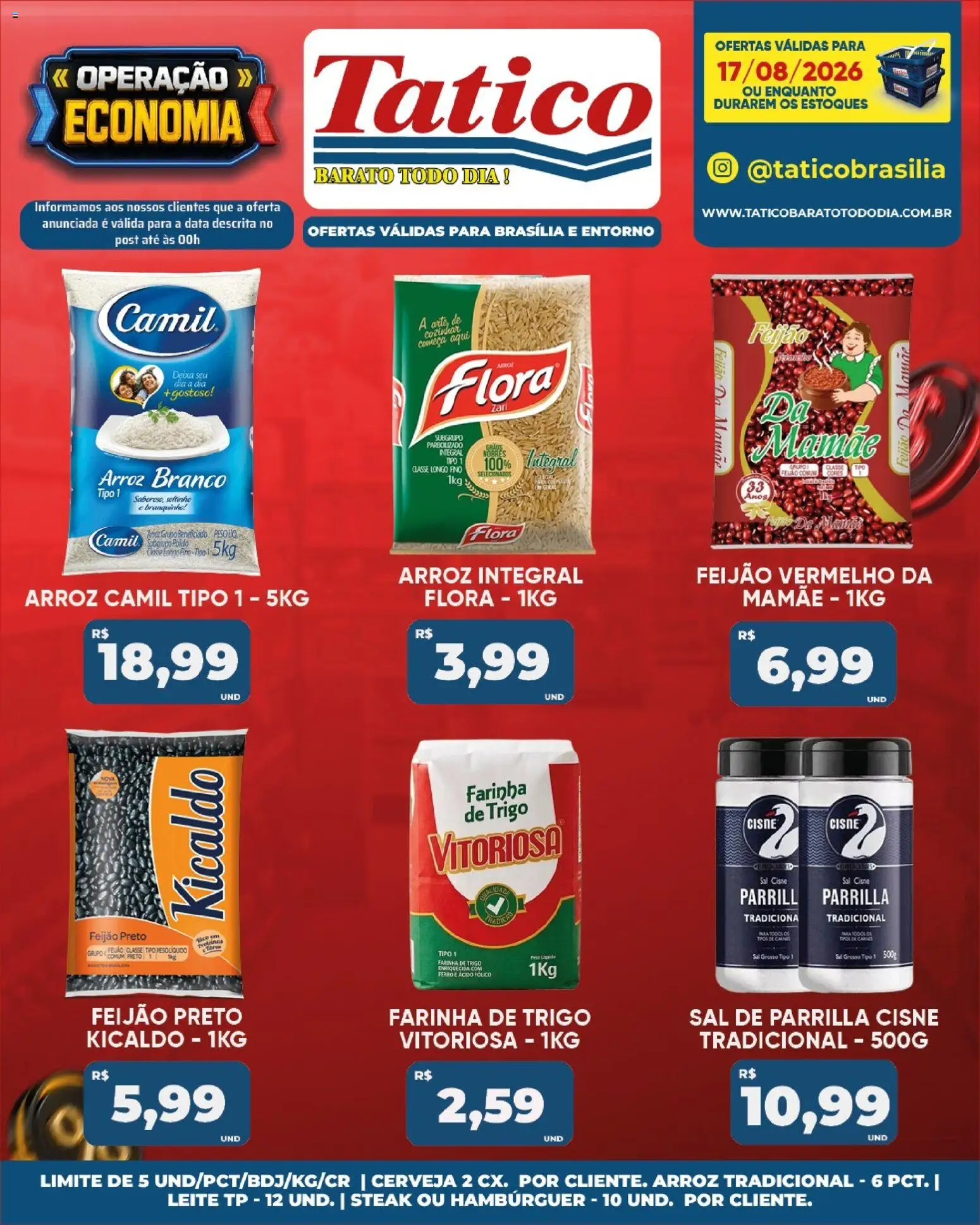 Tatico Folheto - válido de 17/08/2026 | Página: 15 | Produtos: Feijão, Farinha, Steak, Leite