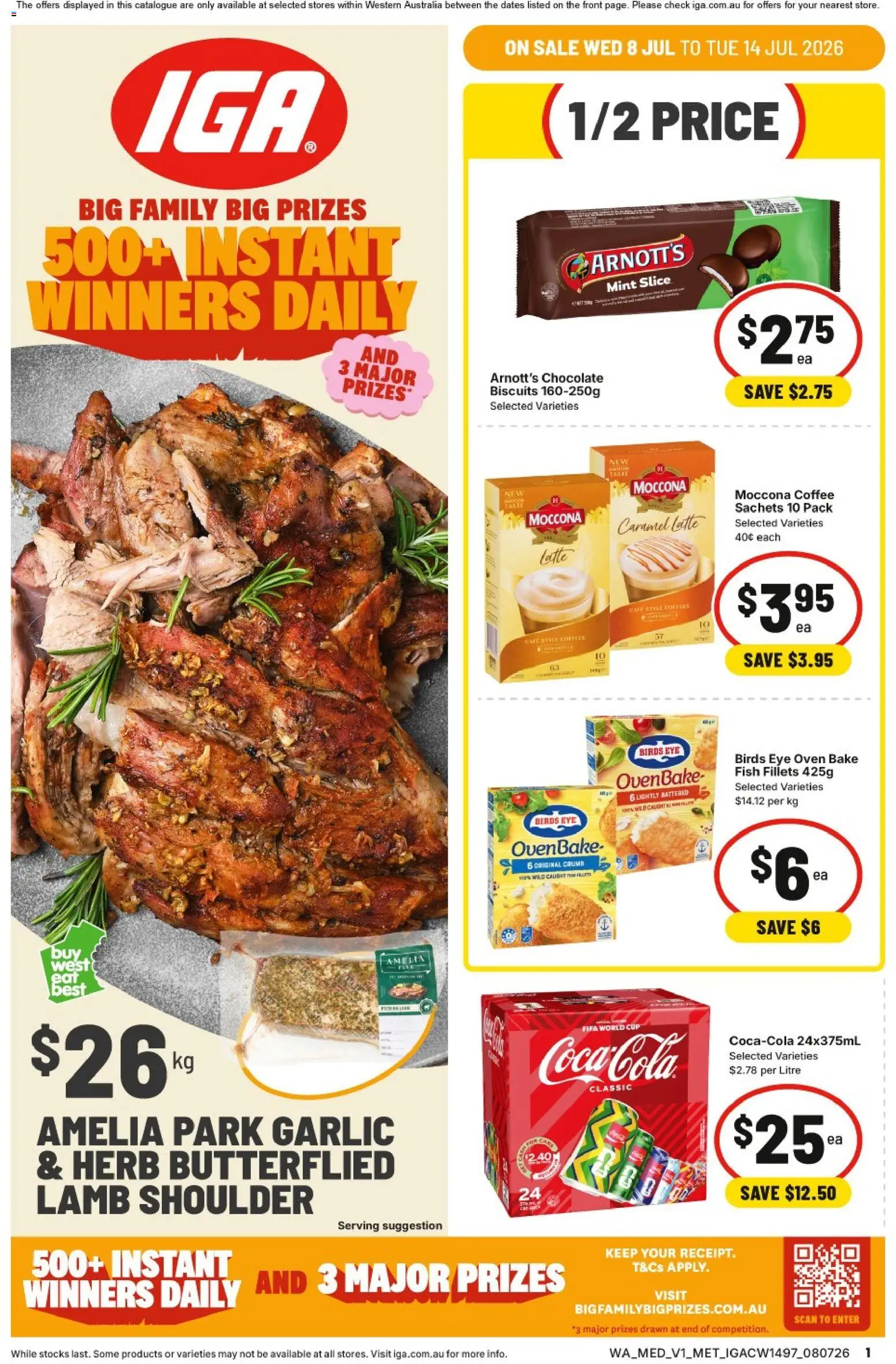 IGA catalogue - valid from 08/07/2026 | Page: 1 | Products: Herb, Lamb, Biscuits, Oven
