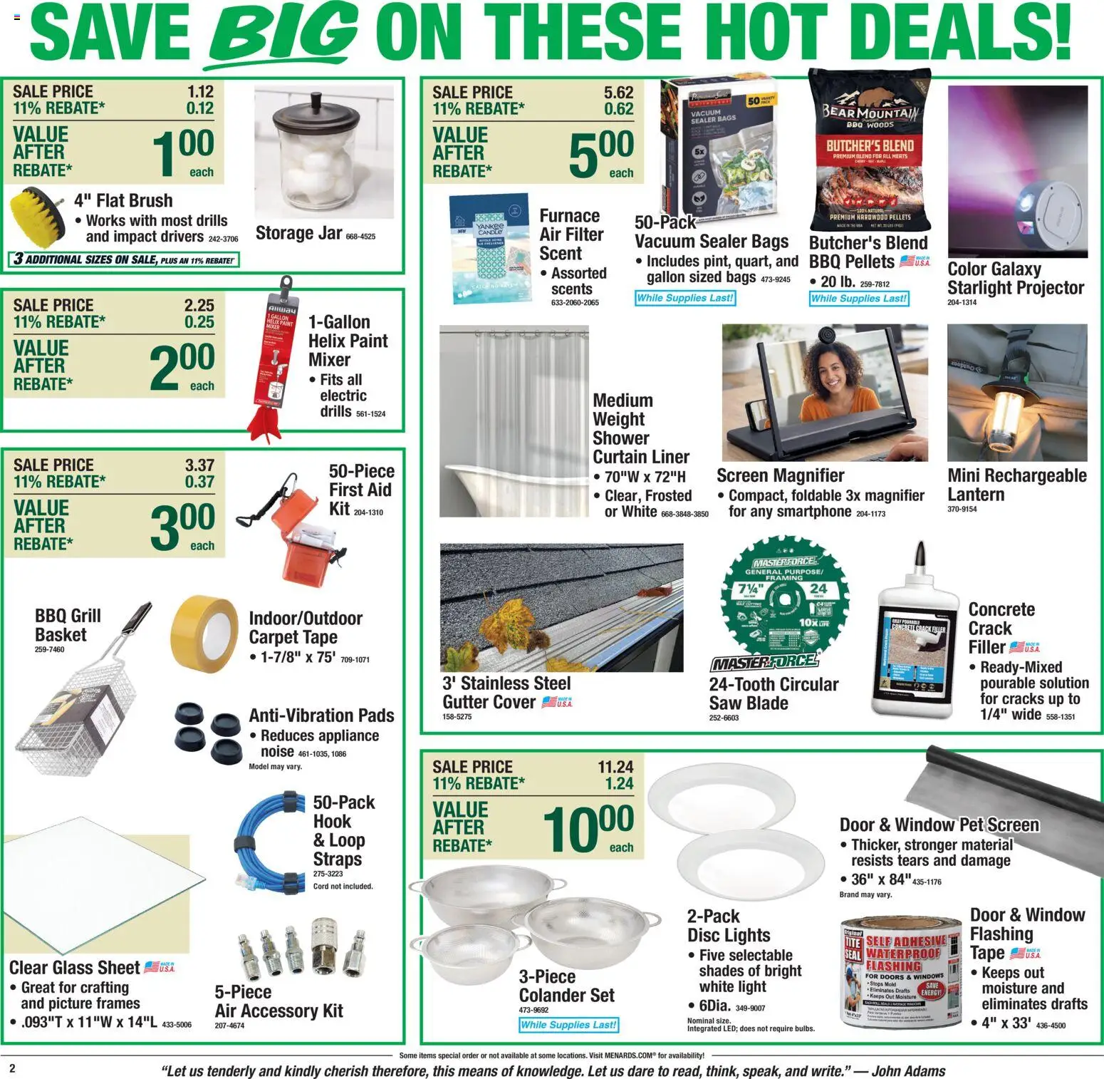 Menards - Weekly Ad - valid from 08/05/2026 | Page: 4 | Products: Doors, Basket, Carpet, Brush
