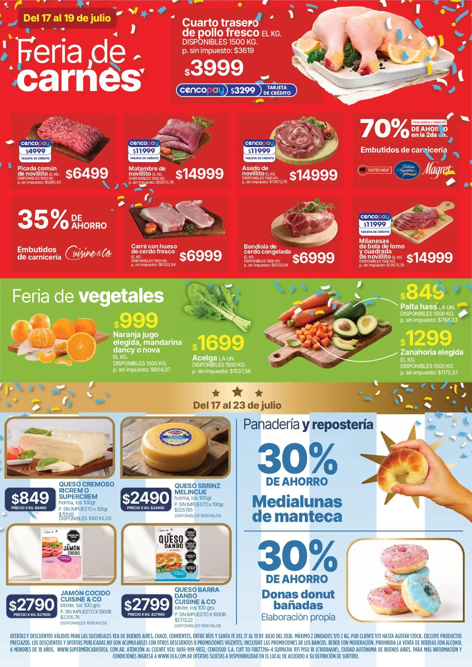 Vea - Fin de semana de ahorro | BA Nea │ válido desde el 17/07/2026 | Página: 3 | Productos: Jamón cocido, Palta, Jamón, Cerdo