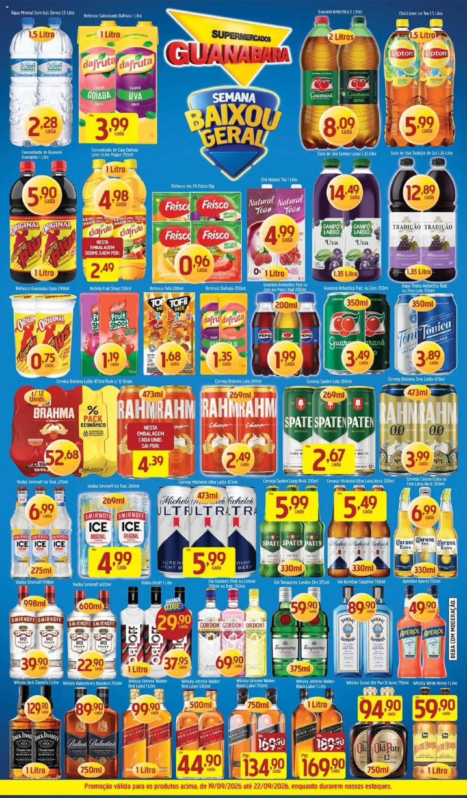 Supermercados Guanabara Folheto - válido de 19/09/2026 | Página: 7 | Produtos: Água, Vodka, Água mineral, Gin Bombay