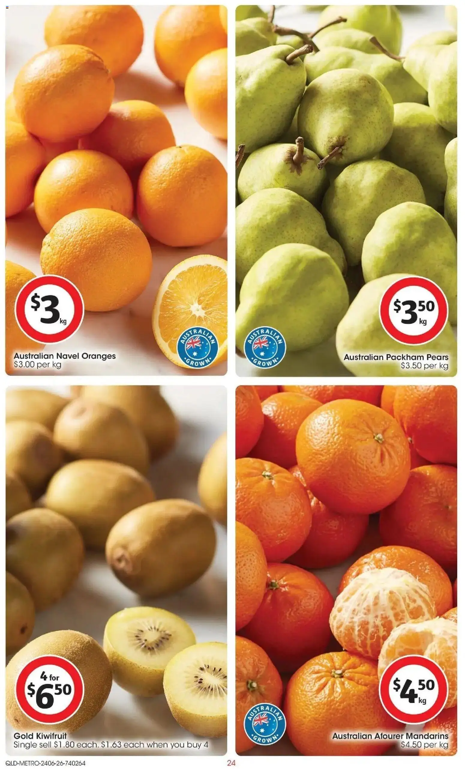 Coles catalogue - valid from 24/06/2026 | Page: 24 | Products: Oranges, Kiwifruit, Mandarins