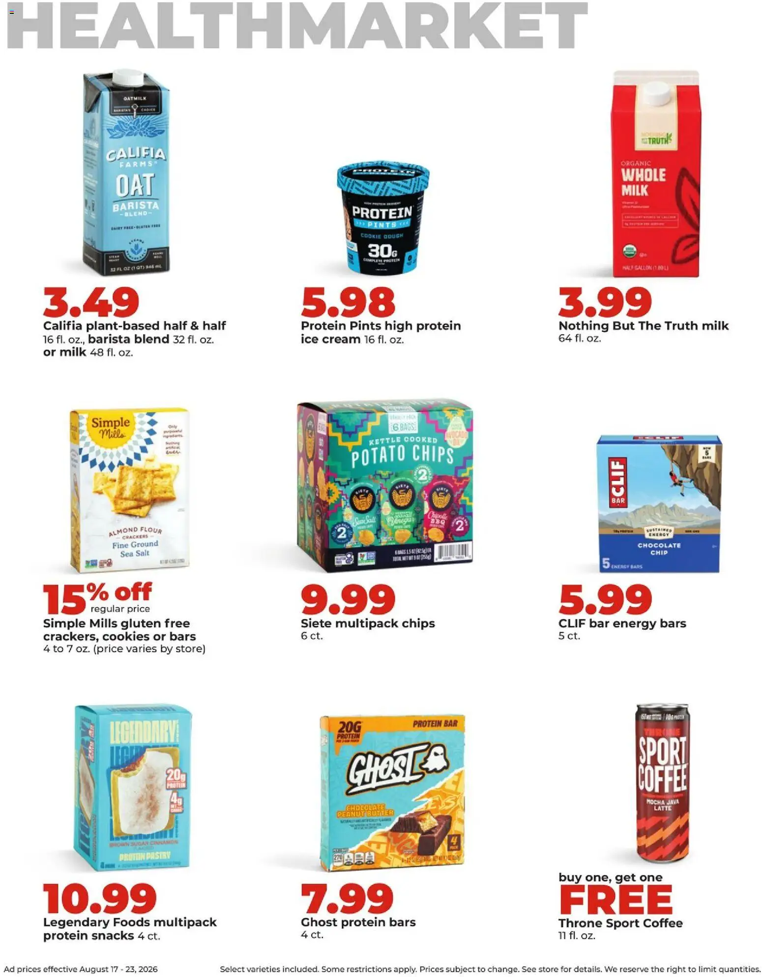 HyVee Weekly Ad - valid from 08/17/2026 | Page: 30 | Products: Almond flour, Protein bar, Flour, Kettle