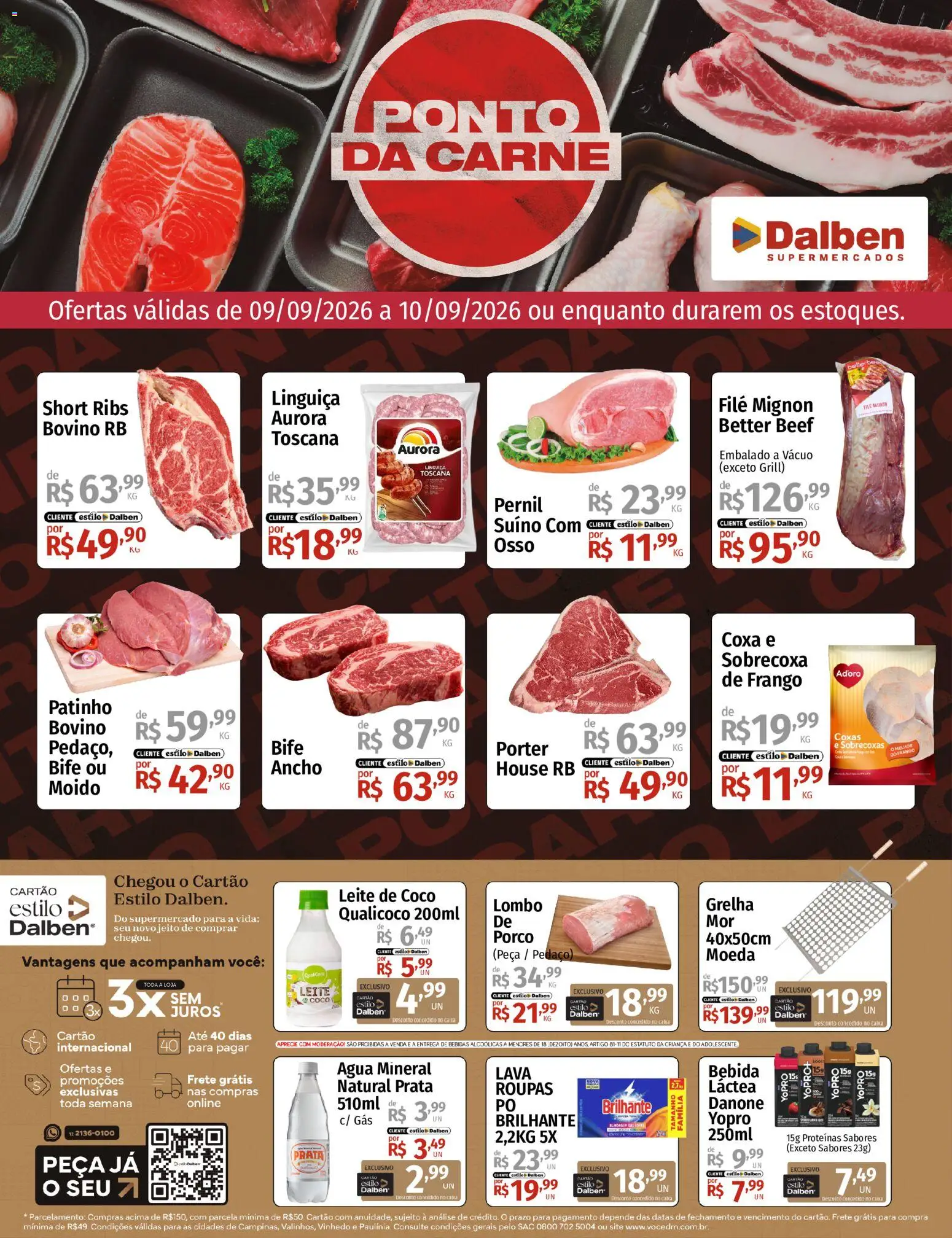 Supermercado Dalben Folheto - válido de 09/09/2026 | Página: 1 | Produtos: Linguiça, Filé mignon, Lombo, Pernil