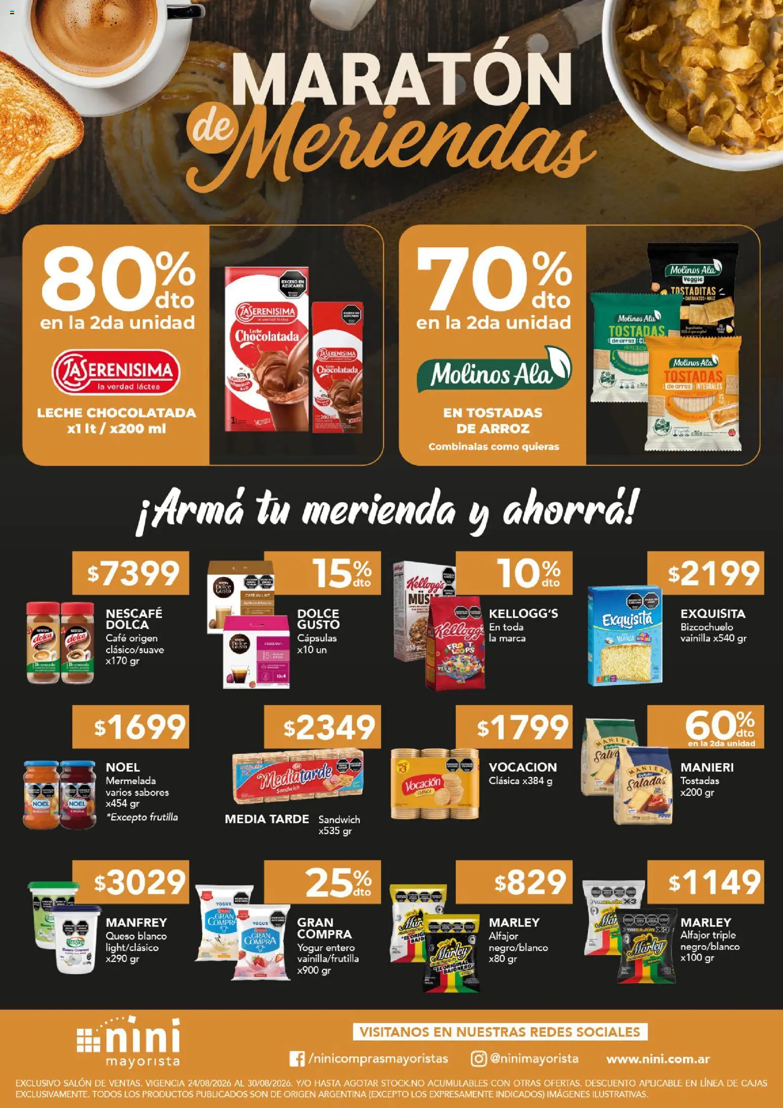 NINI Mayorista - MARATÓN de Meriendas │ válido desde el 24/08/2026 | Página: 1 | Productos: Queso blanco, Maiz, Queso, Café