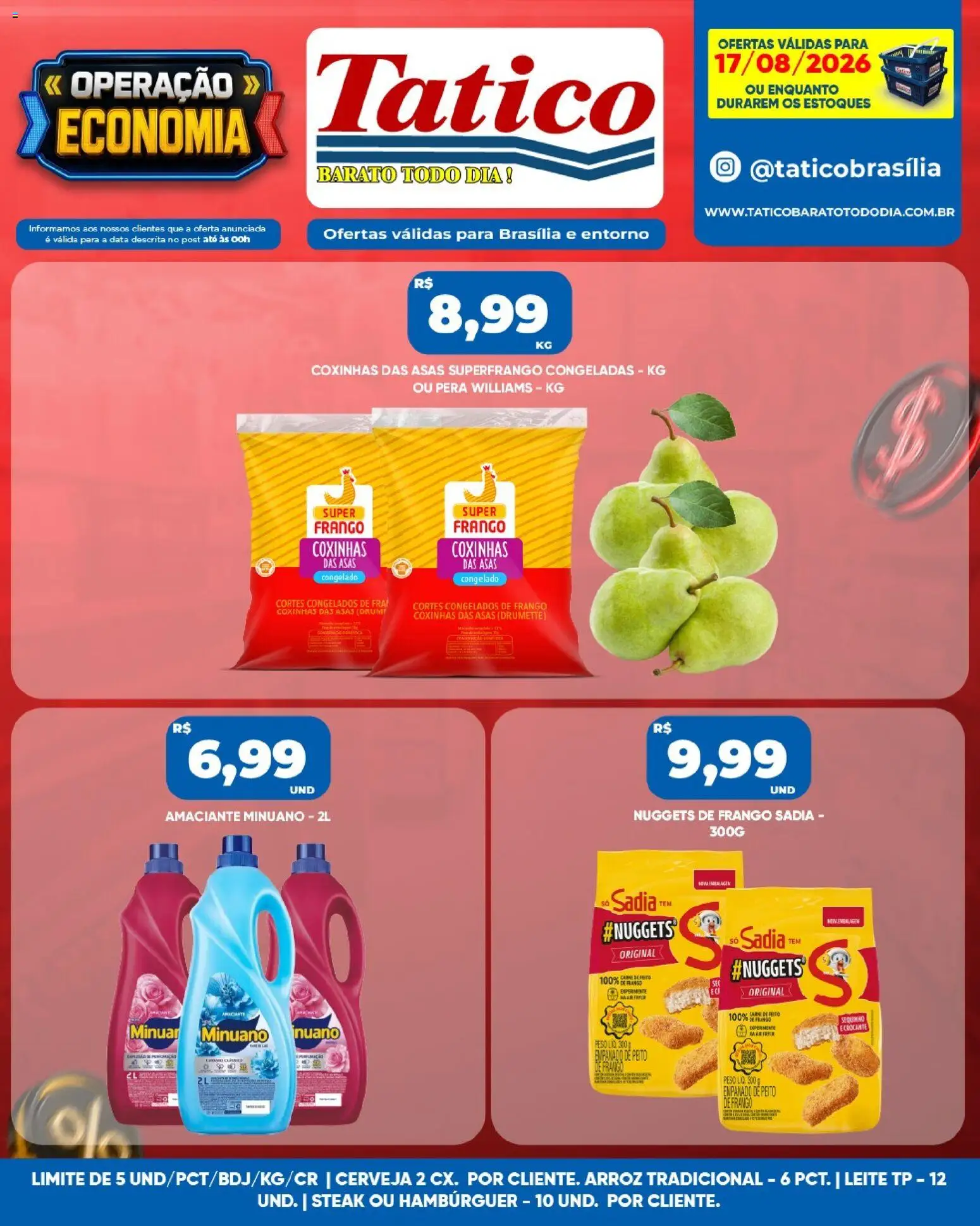 Tatico Folheto - válido de 17/08/2026 | Página: 7 | Produtos: Pera, Steak, Cerveja, Amaciante