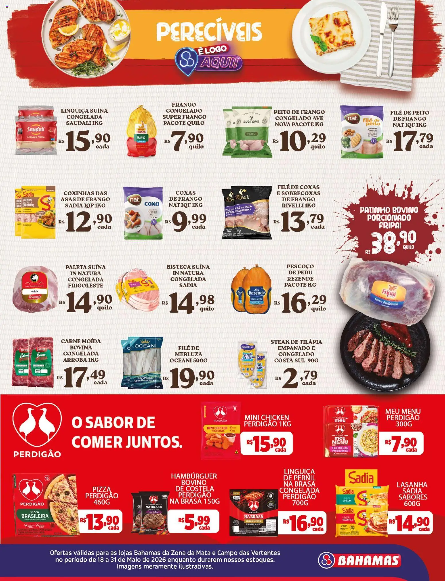 Bahamas Supermercados Folheto - válido de 18.05.2026 | Página: 7 | Produtos: Pizza, Hambúrguer, Lasanha, Peito de frango