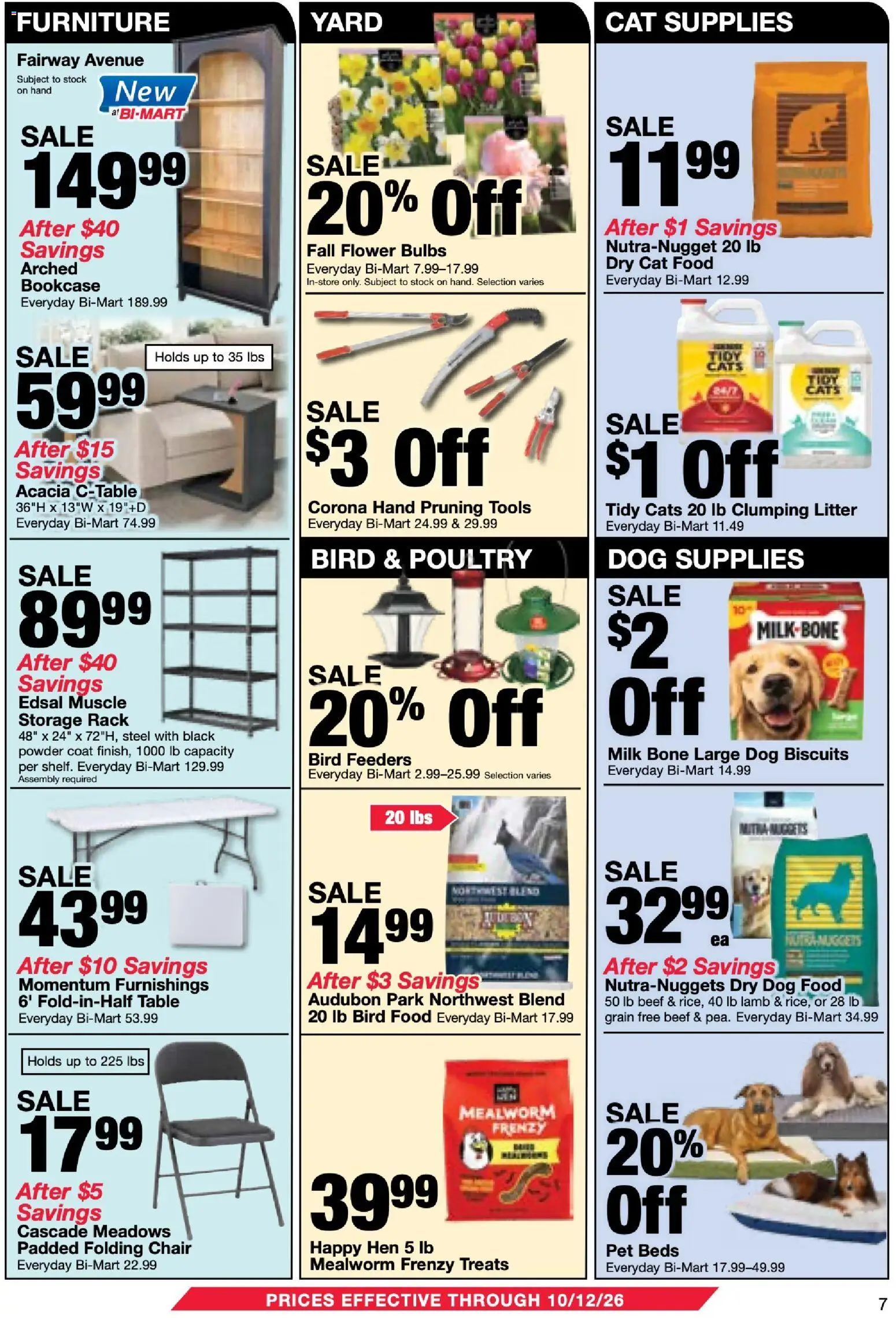 Bi-Mart Weekly Ad - valid from 09/29/2026 | Page: 7 | Products: Table, Dog Food, Cat Food, Coat