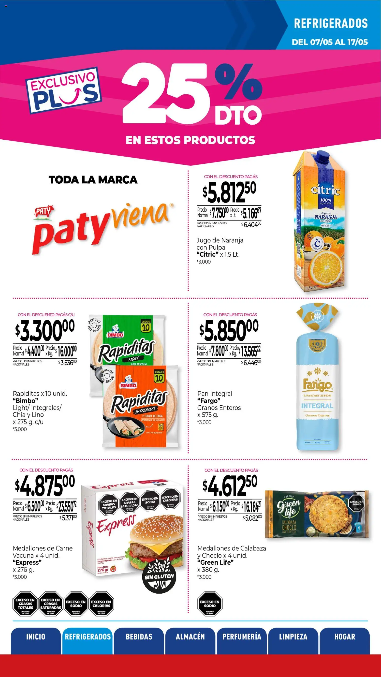 La Anonima catálogo │ válido desde el 07.05.2026 | Página: 5 | Productos: Peso, Fuente, Pan, Jugo