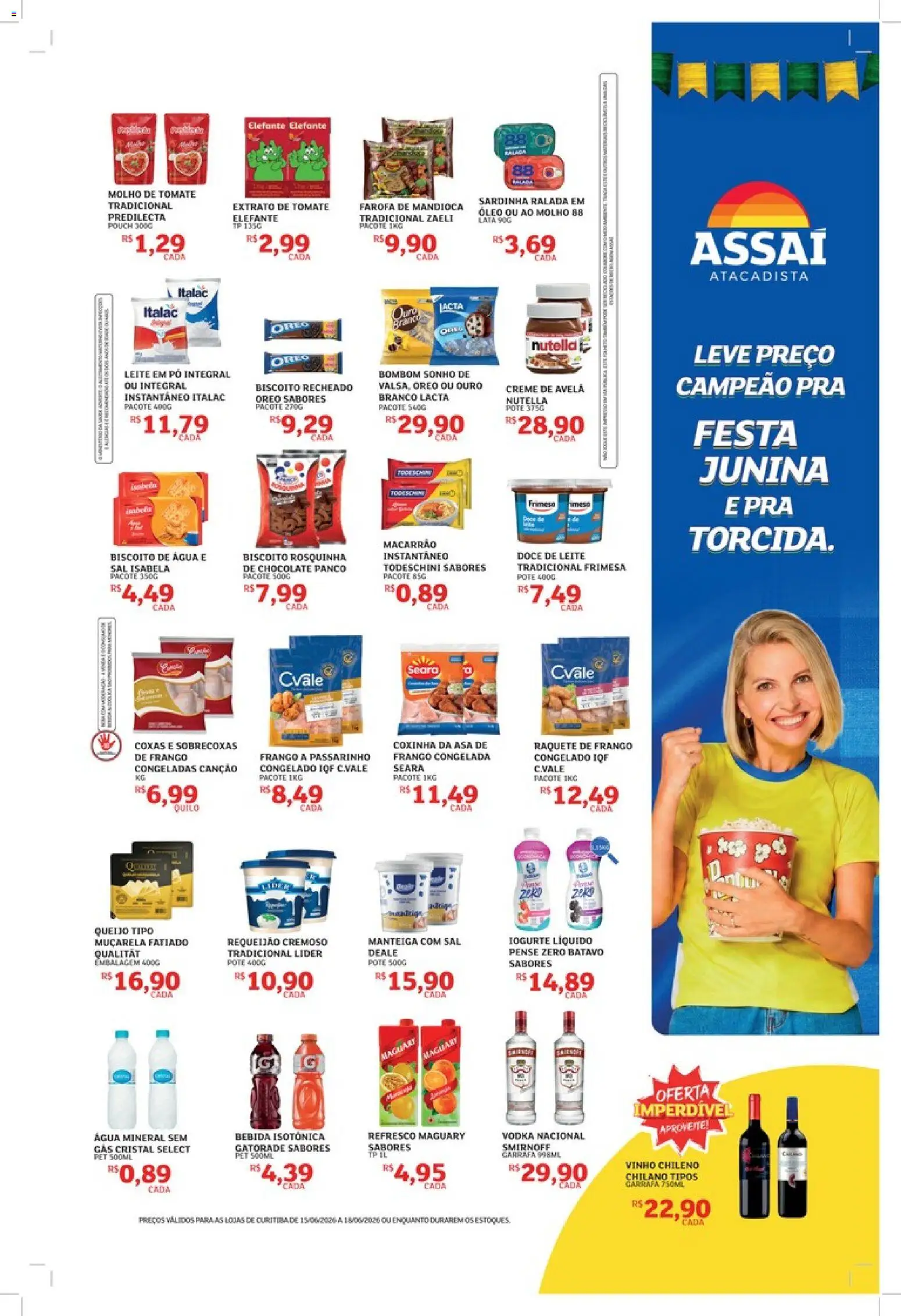 Assaí Atacadista Folheto - válido de 15.06.2026 | Página: 3 | Produtos: Mandioca, Gatorade, Creme de avelã, Zaeli