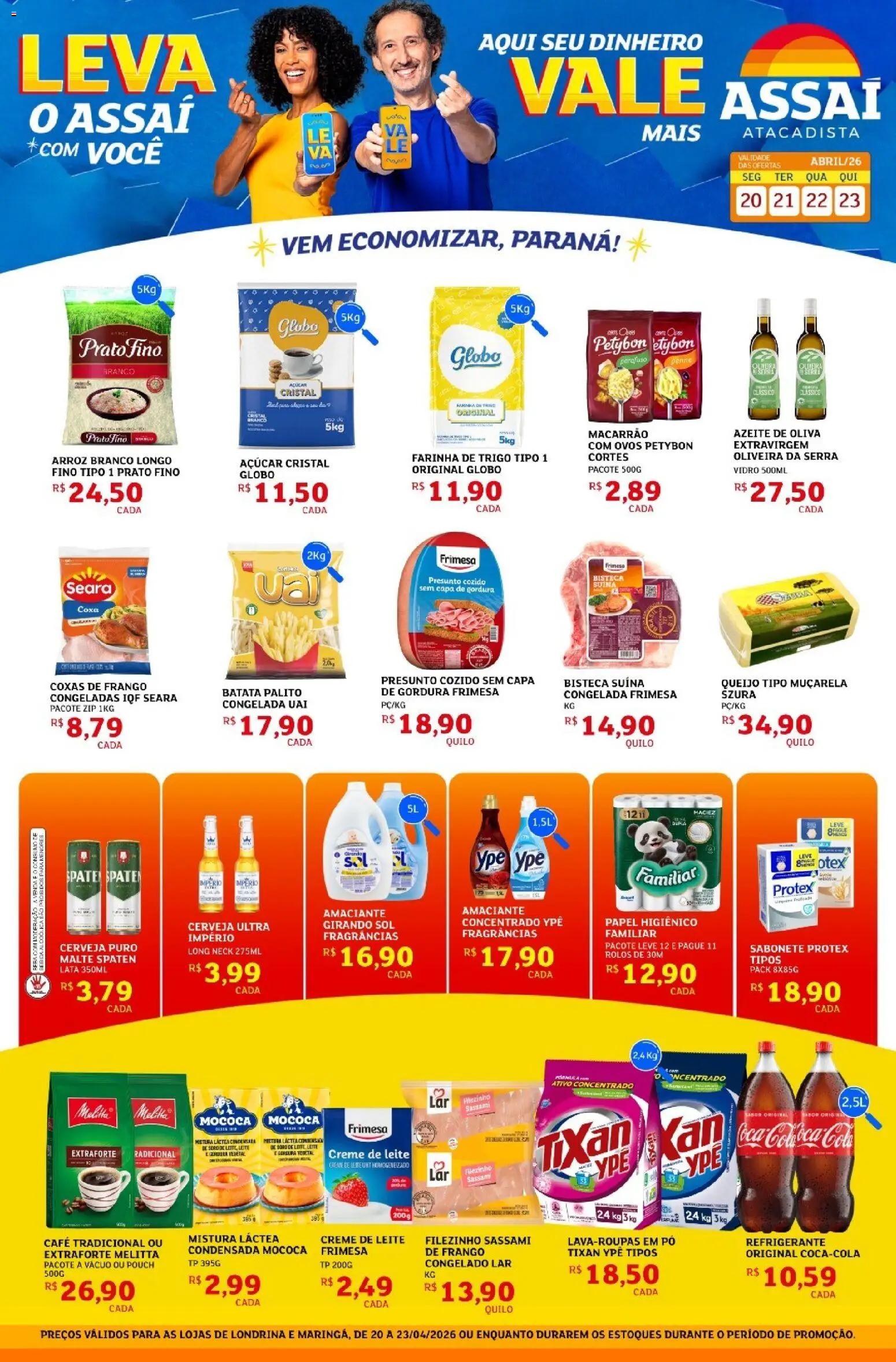 Assaí Atacadista Folheto - válido de 20.04.2026 | Página: 1 | Produtos: Café, Presunto, Creme, Creme de leite