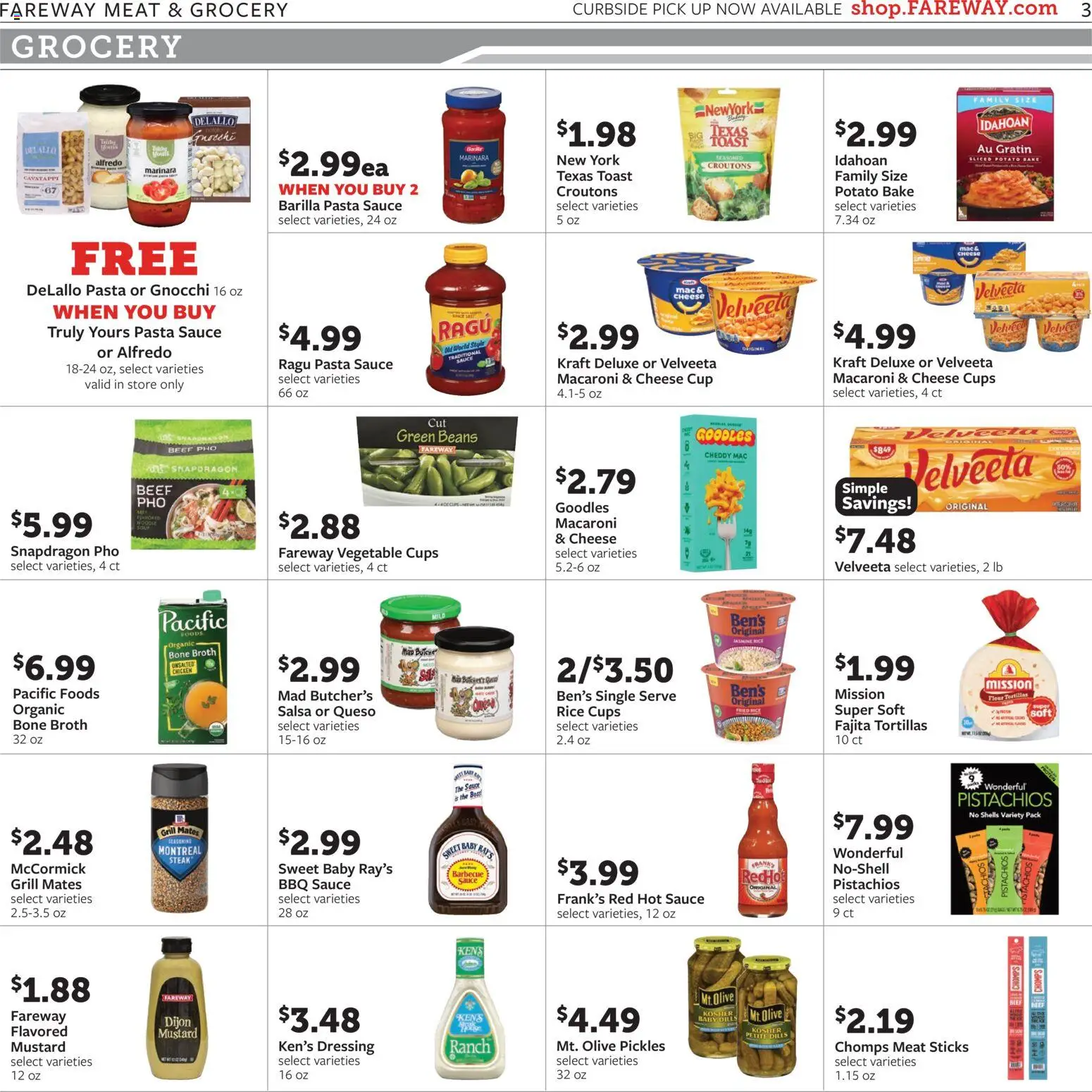 Fareway Weekly Ad - valid from 07/20/2026 | Page: 3 | Products: Cheese, Rice, Pasta, Sauce