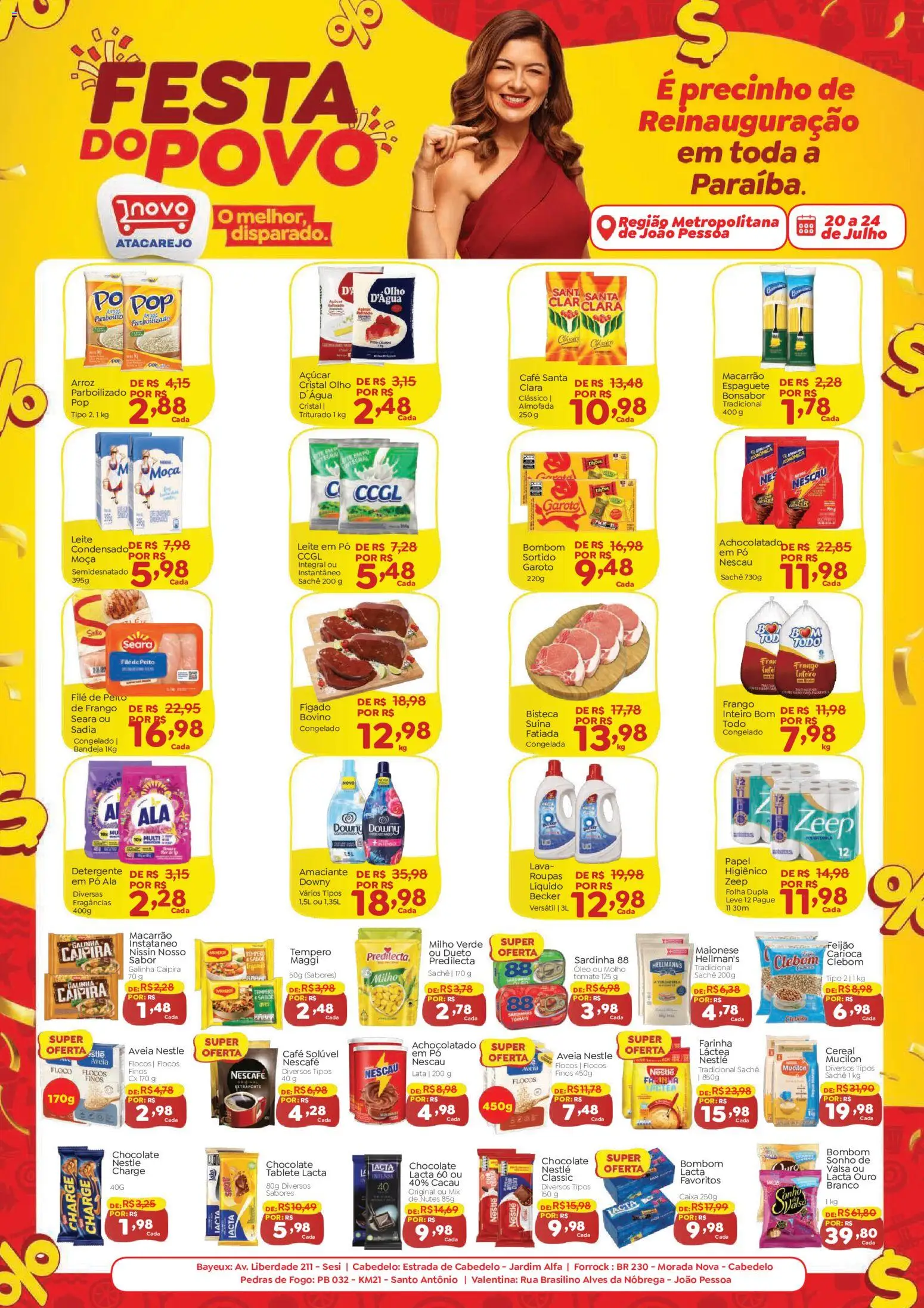 Novo Atacarejo Folheto - válido de 20/07/2026 | Página: 1 | Produtos: Feijão, Pó, Macarrão, Bandeja