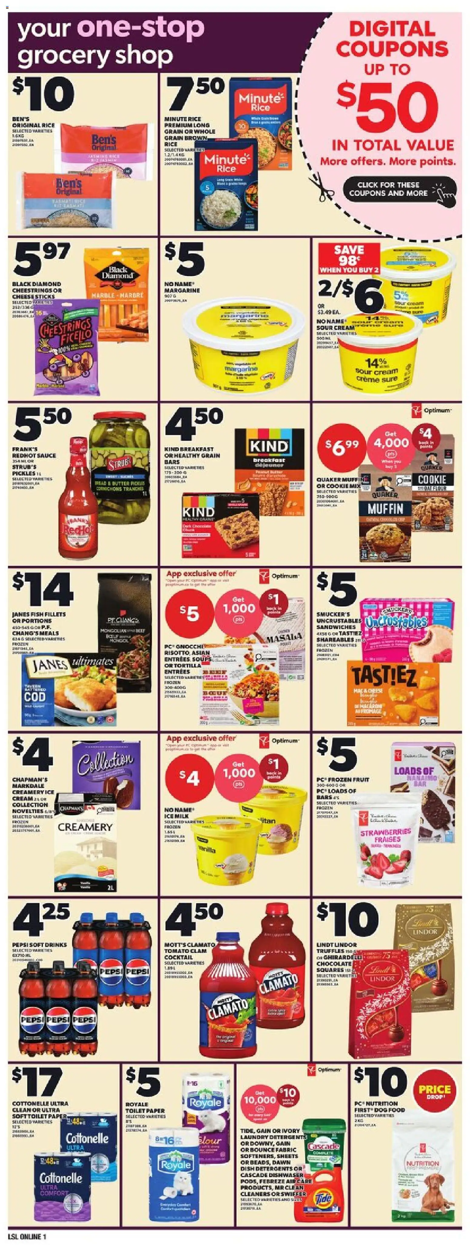 Loblaws flyer valid from Aug 13, 2026 | Page: 6 | Products: Frozen fruit, Margarine, Butter, Bread