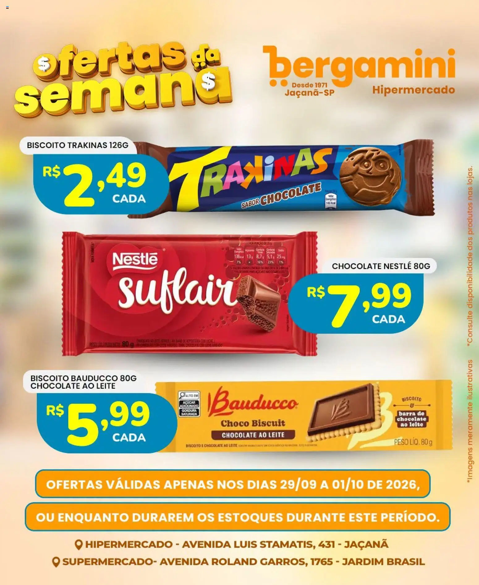 Supermercado Bergamini Folheto - válido de 29/09/2026 | Página: 9 | Produtos: Biscoito, Energético, Leite, Chocolate