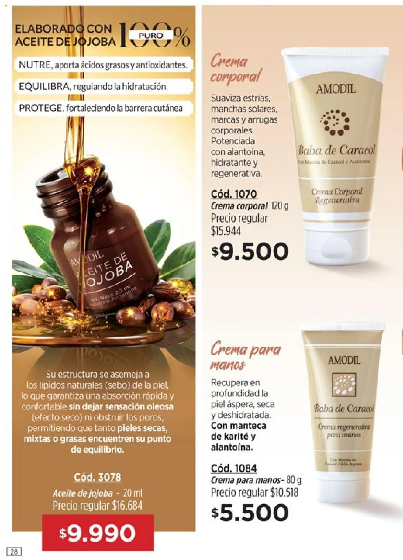 Catálogo Amodil Campaña 4 │ válido desde el 01/03/2026 | Página: 28 | Productos: Crema para manos, Aceite, Manteca, Crema