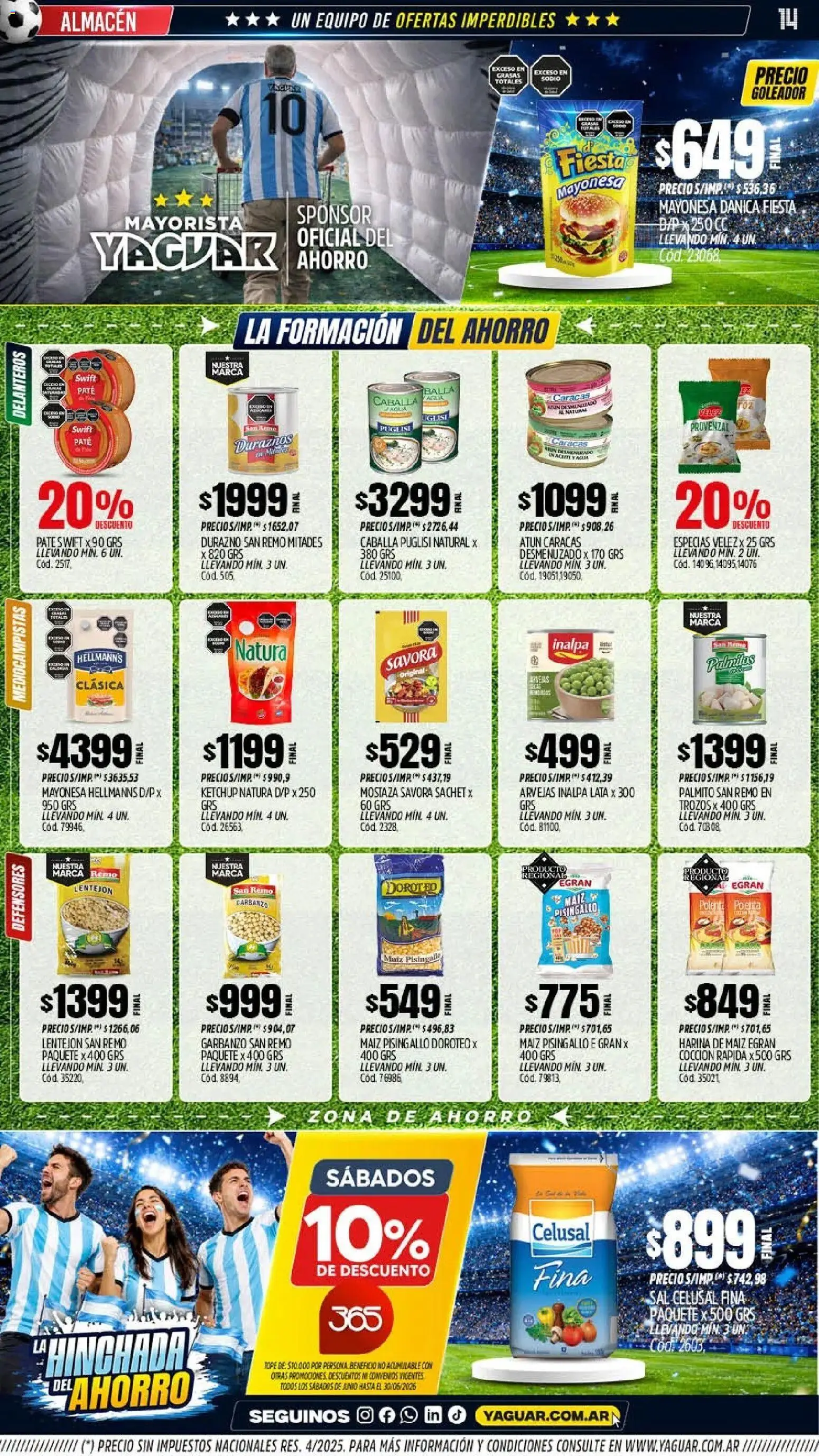 Yaguar - Oferta Semanal Córdoba │ válido desde el 01.06.2026 | Página: 14 | Productos: Harina, Mayonesa, Paté, Provenzal