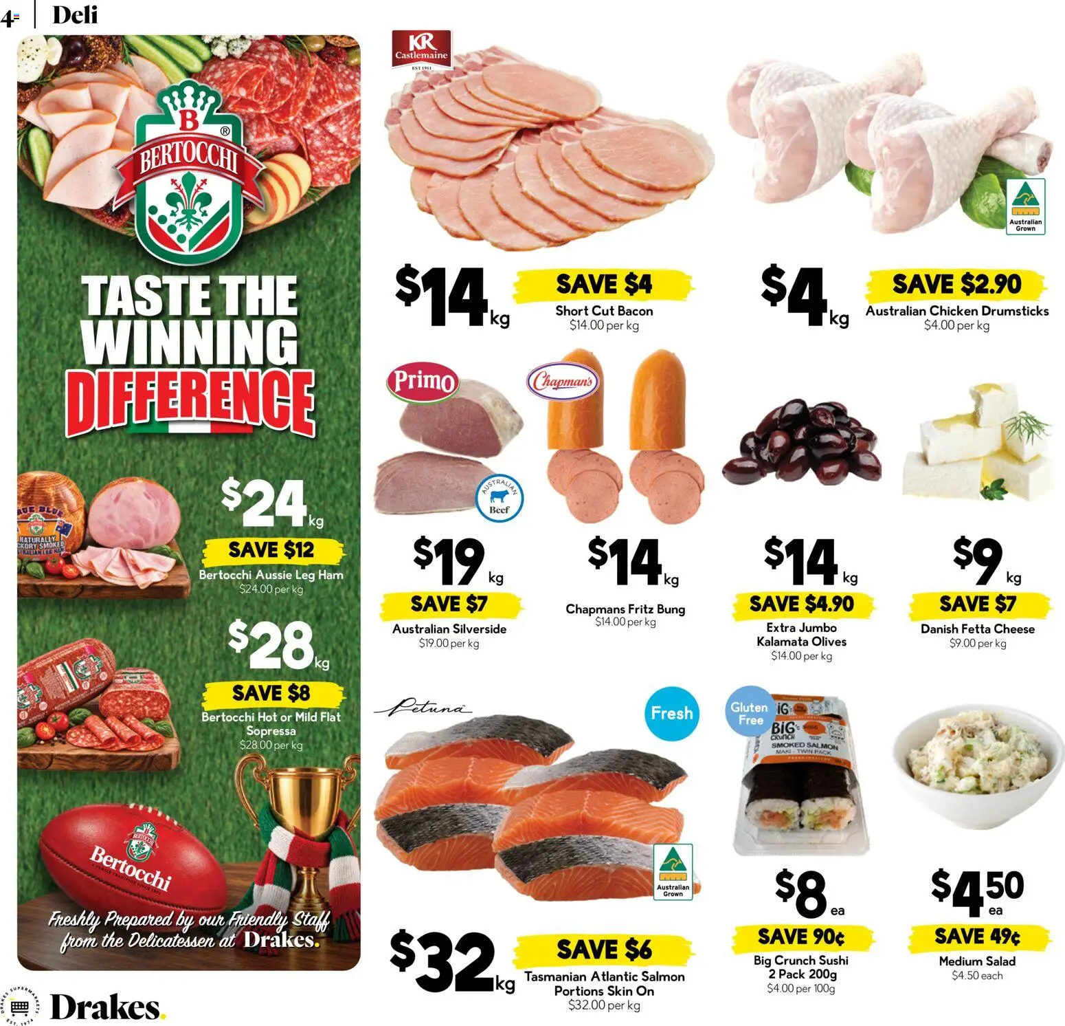 Drakes catalogue - valid from 23/09/2026 | Page: 4 | Products: Bacon, Chicken, Salmon, Drumsticks