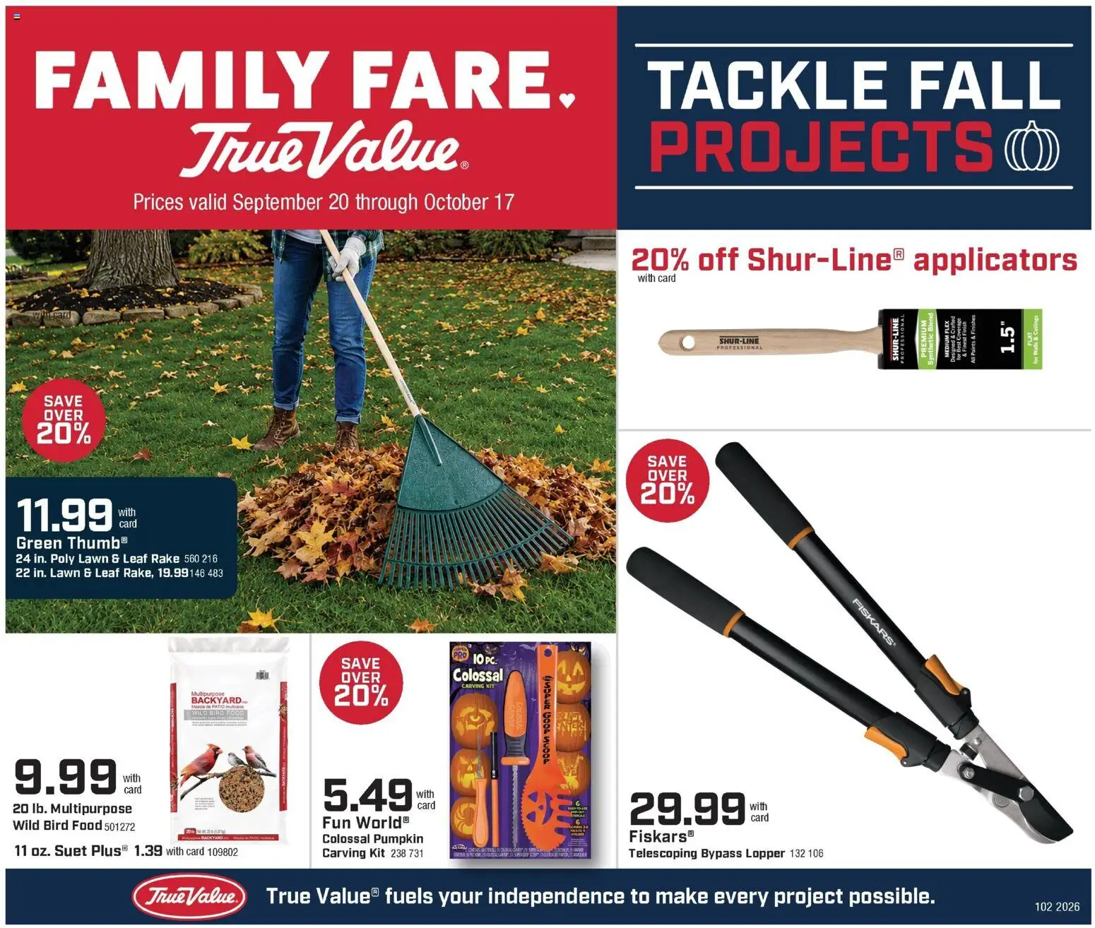 Family Fare True Value Ad - valid from 09/20/2026 | Page: 1 | Products: Rake, Pumpkin
