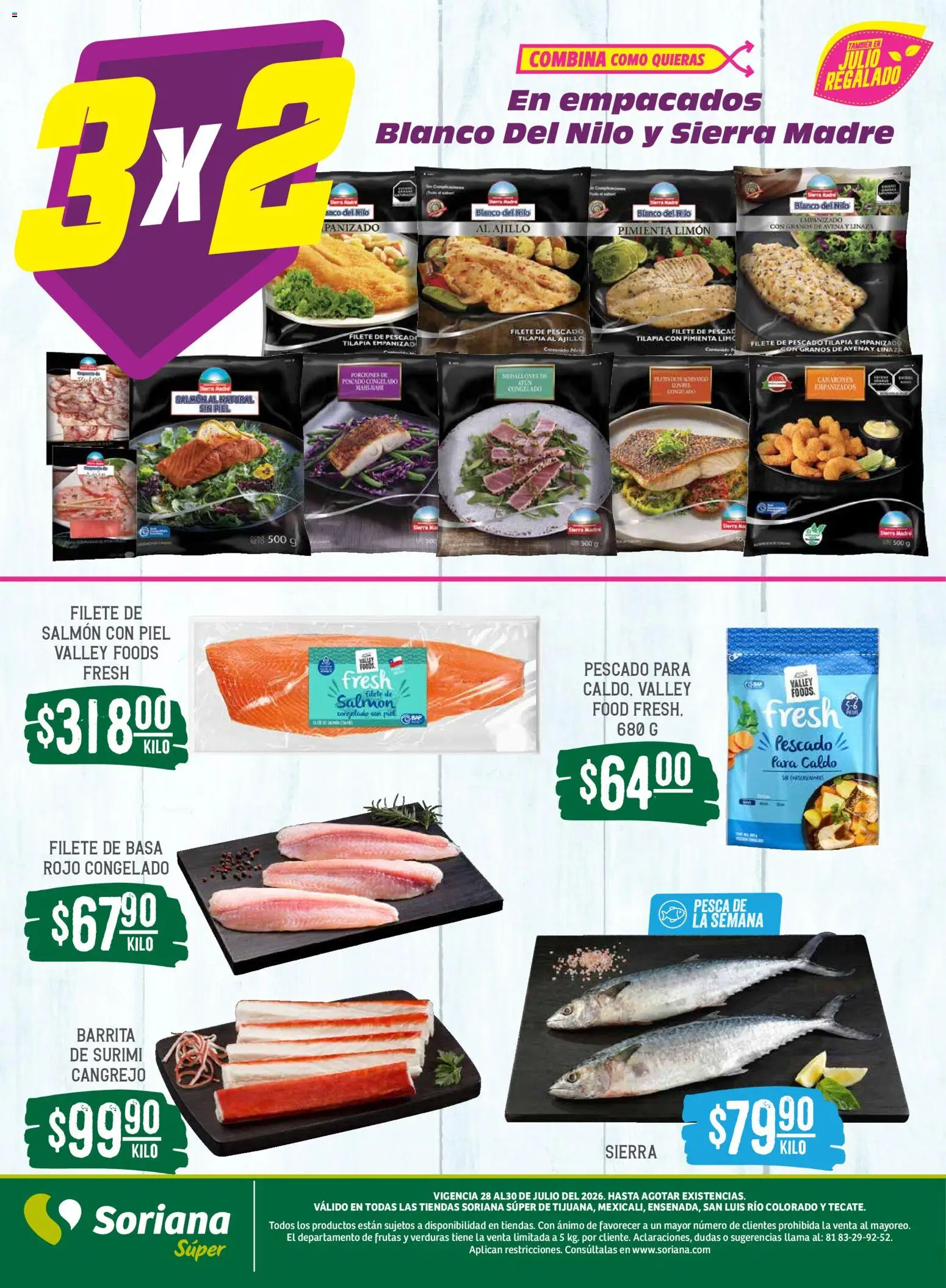 Nuevas ofertas de Soriana válidas en toda la República Mexicana desde el 28/07/2026. ¡Encuentra las mejores ofertas en Soriana Martes y Miércoles del Campo Súper: Tijuana, Mexicali, Ensenada, San Luis Río Colorado y Tecate! | Página: 5 | Productos: Pimienta, Limón, Sierra