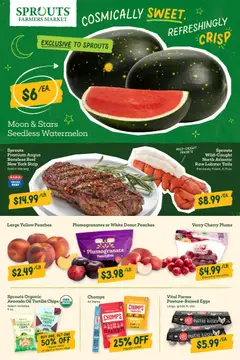 Preview of Sprouts weekly ads valid from 17.06.2026 | Page: 2 | Products: Peaches, Eggs, Watermelon, Bag