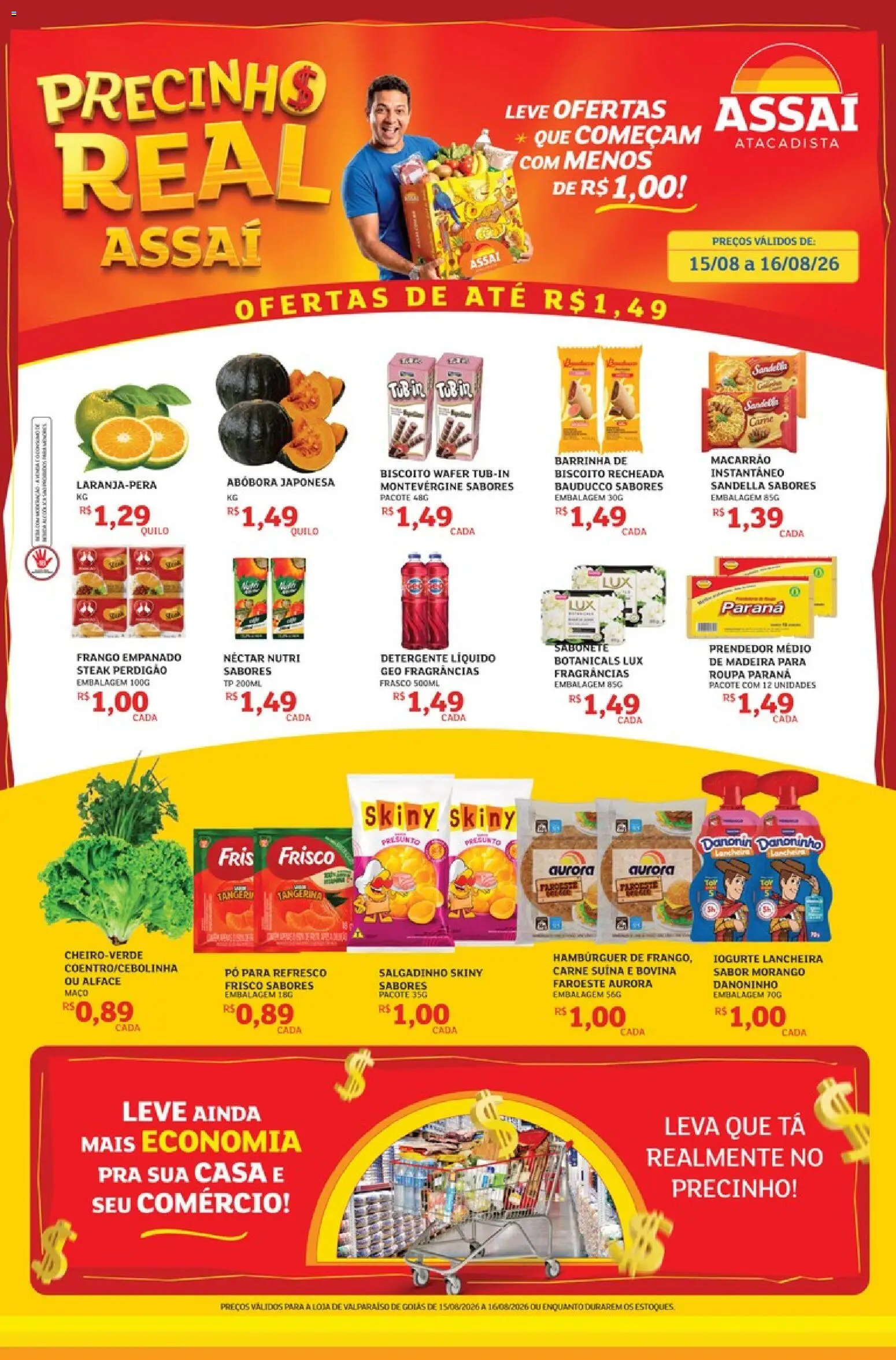 Assaí Atacadista Folheto - válido de 15/08/2026 | Página: 1 | Produtos: Abóbora, Biscoito, Detergente, Alface