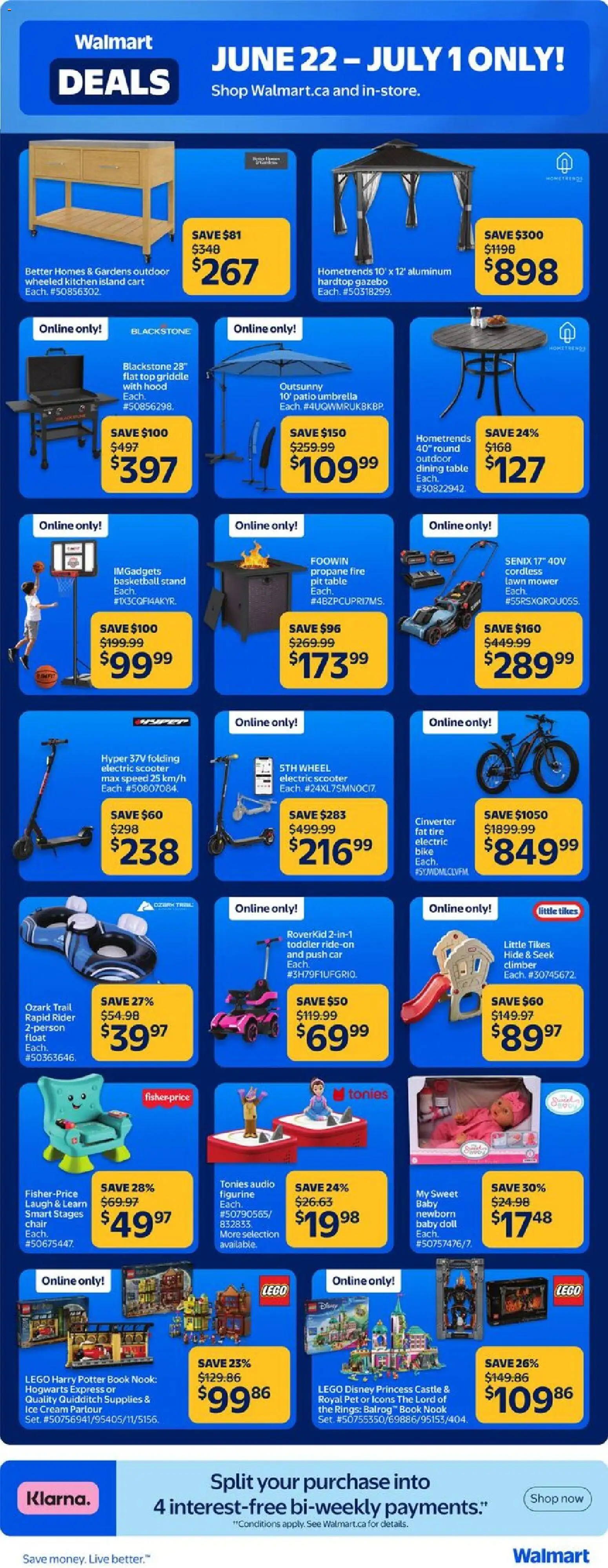 Walmart flyer valid from Jun 22, 2026 | Page: 4 | Products: Ice cream, Mower, Chair, Shoes