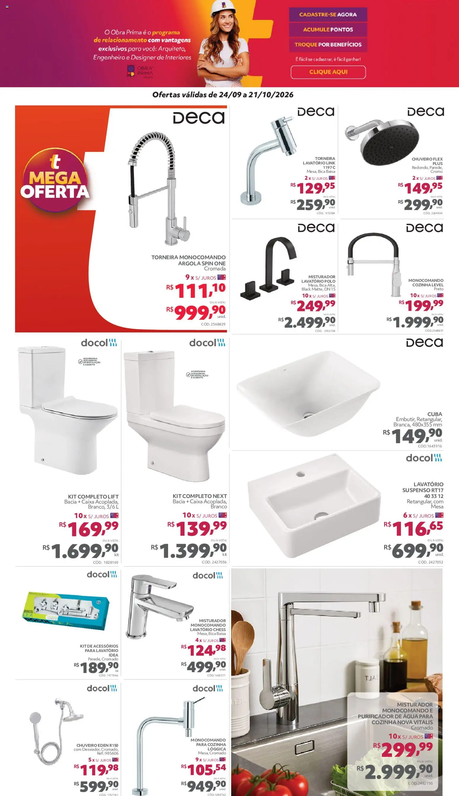 Telhanorte Folheto - válido de 24/09/2026 | Página: 7 | Produtos: Mesa, Lavatório, Chuveiro, Cuba