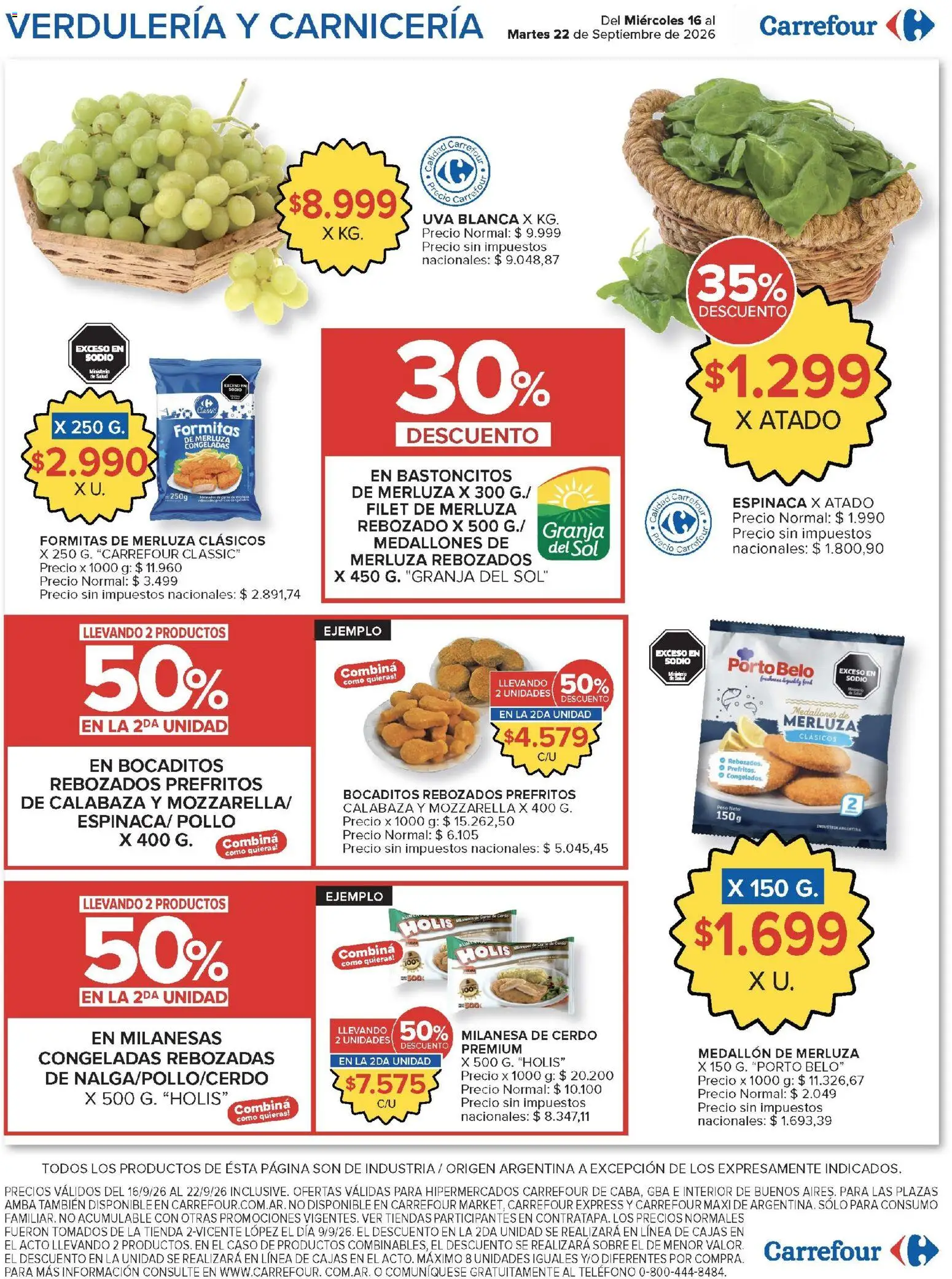 Carrefour - Carrefour Hiper Ofertas │ válido desde el 16/09/2026 | Página: 4 | Productos: Teléfono, Pollo, Milanesa, Espinaca