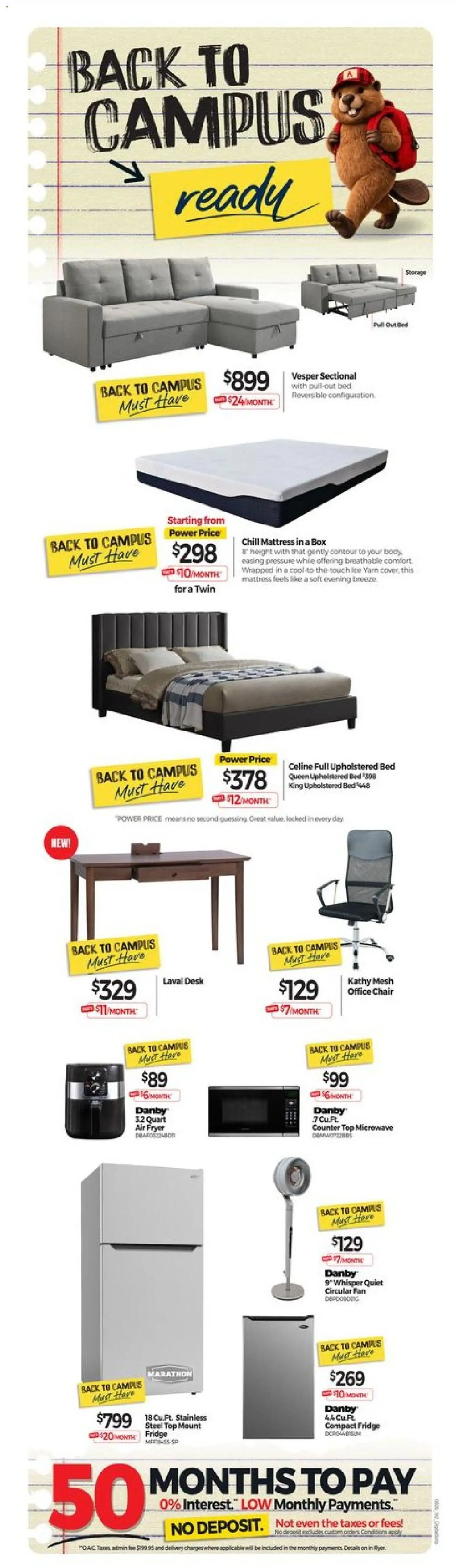 Tepperman's flyer valid from Aug 7, 2026 | Page: 2 | Products: Fan, Fryer, Bed, Mattress